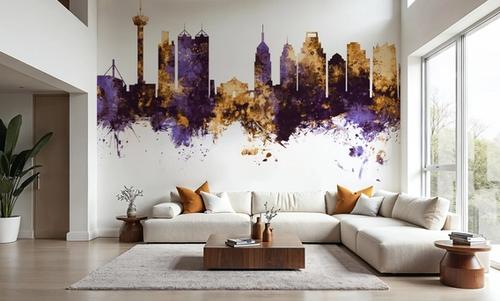 San Antonio Texas Skyline Purple & Gold