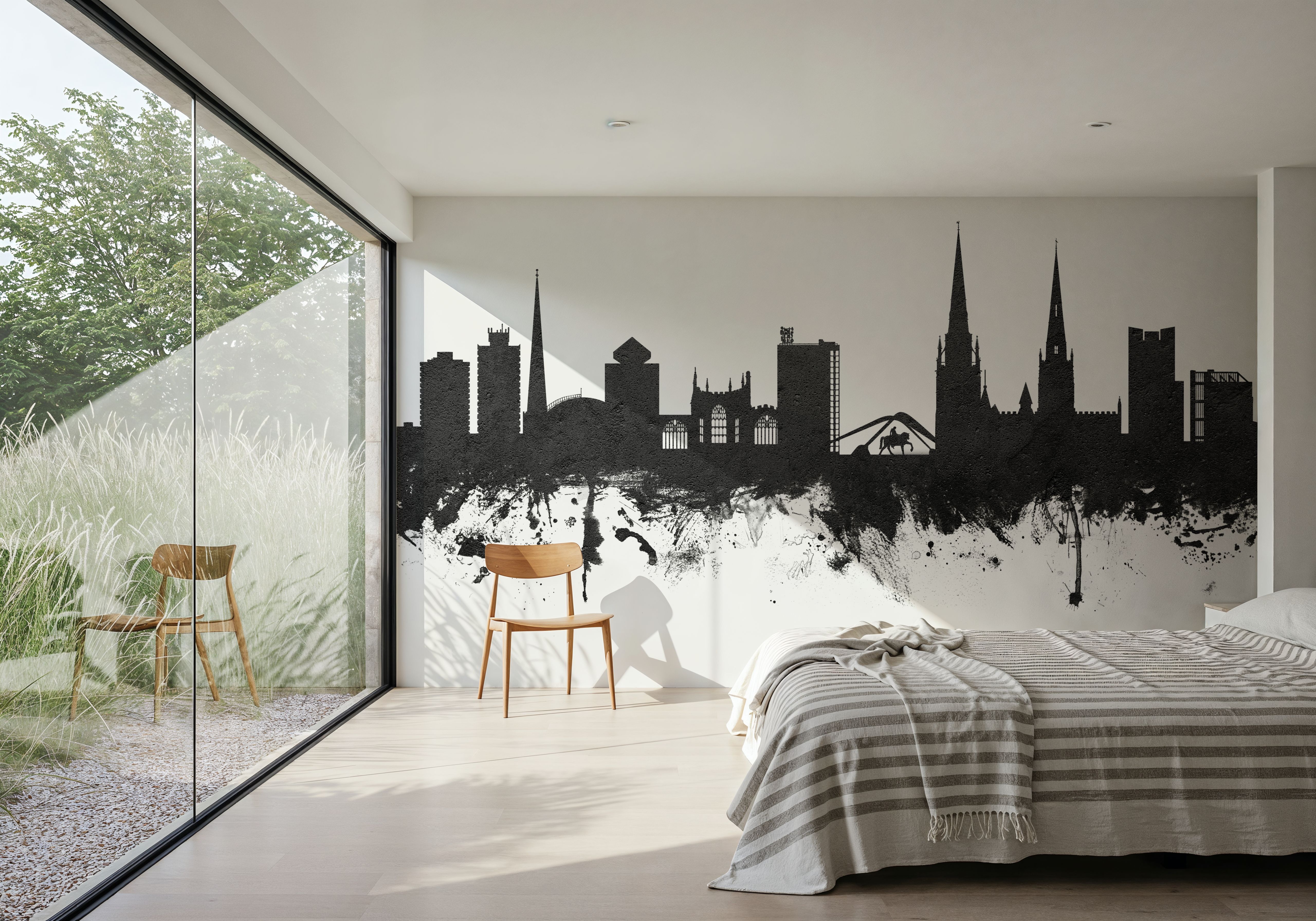 Coventry England Skyline Black & White, Wallpaper