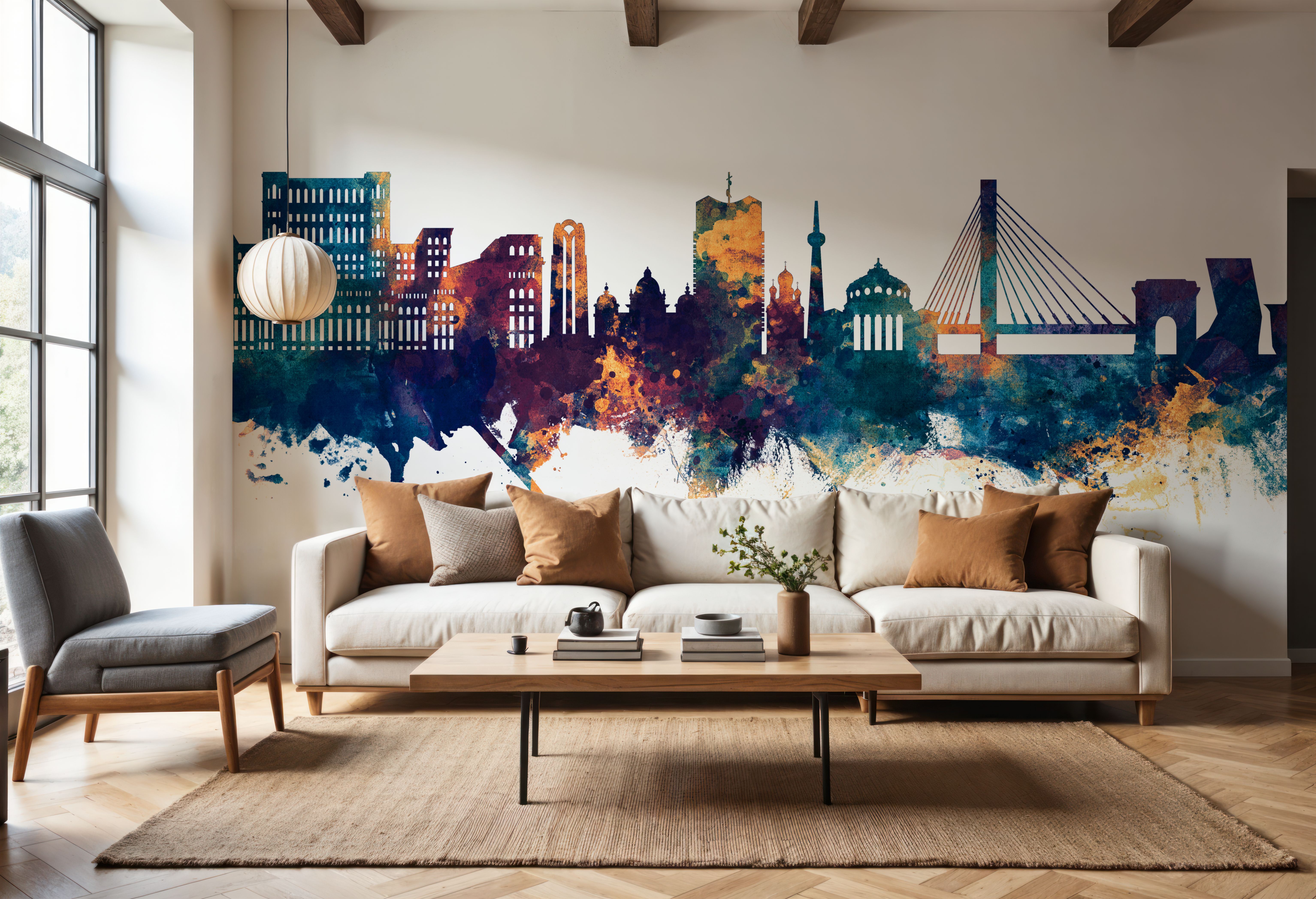 Bucharest Romania Skyline Blue & Bronze