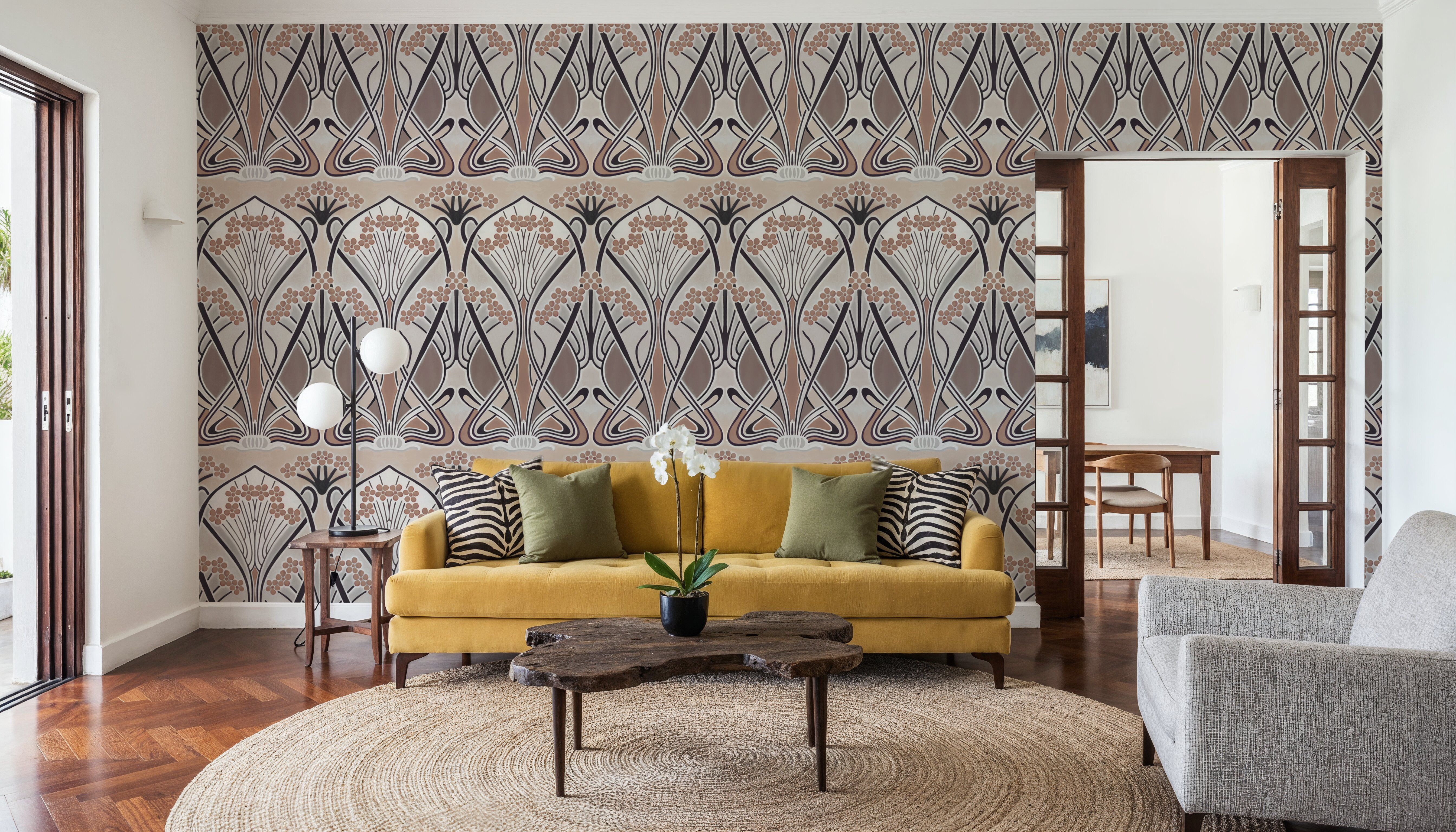 Floral Art Deco Aura, Walnut Dust