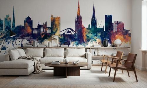 Coventry England Skyline Blue & Bronze