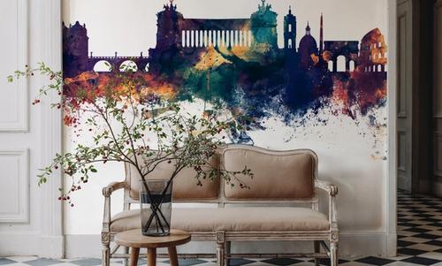 Rome Italy Skyline Blue & Bronze