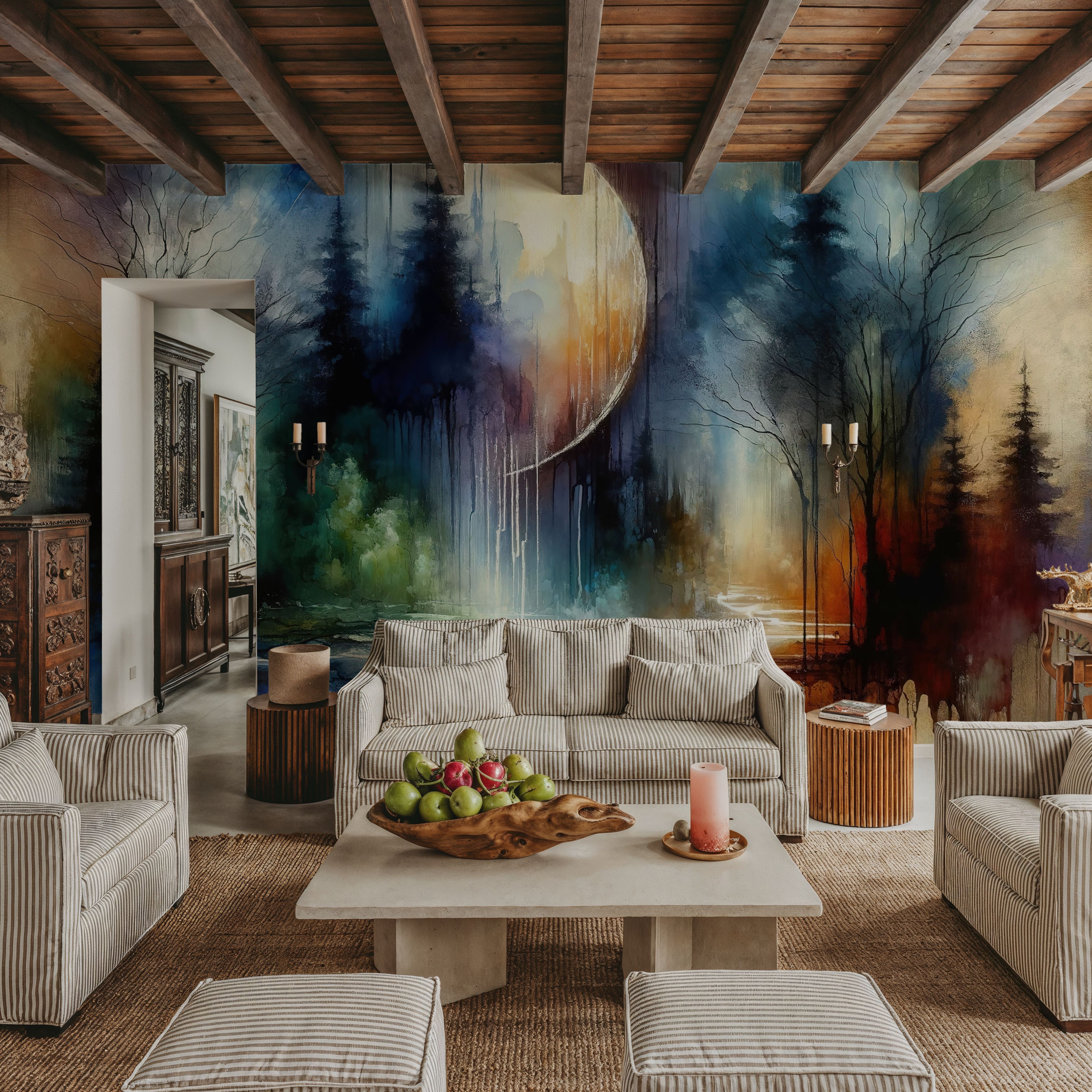 Watercolor Forest in Moonlight