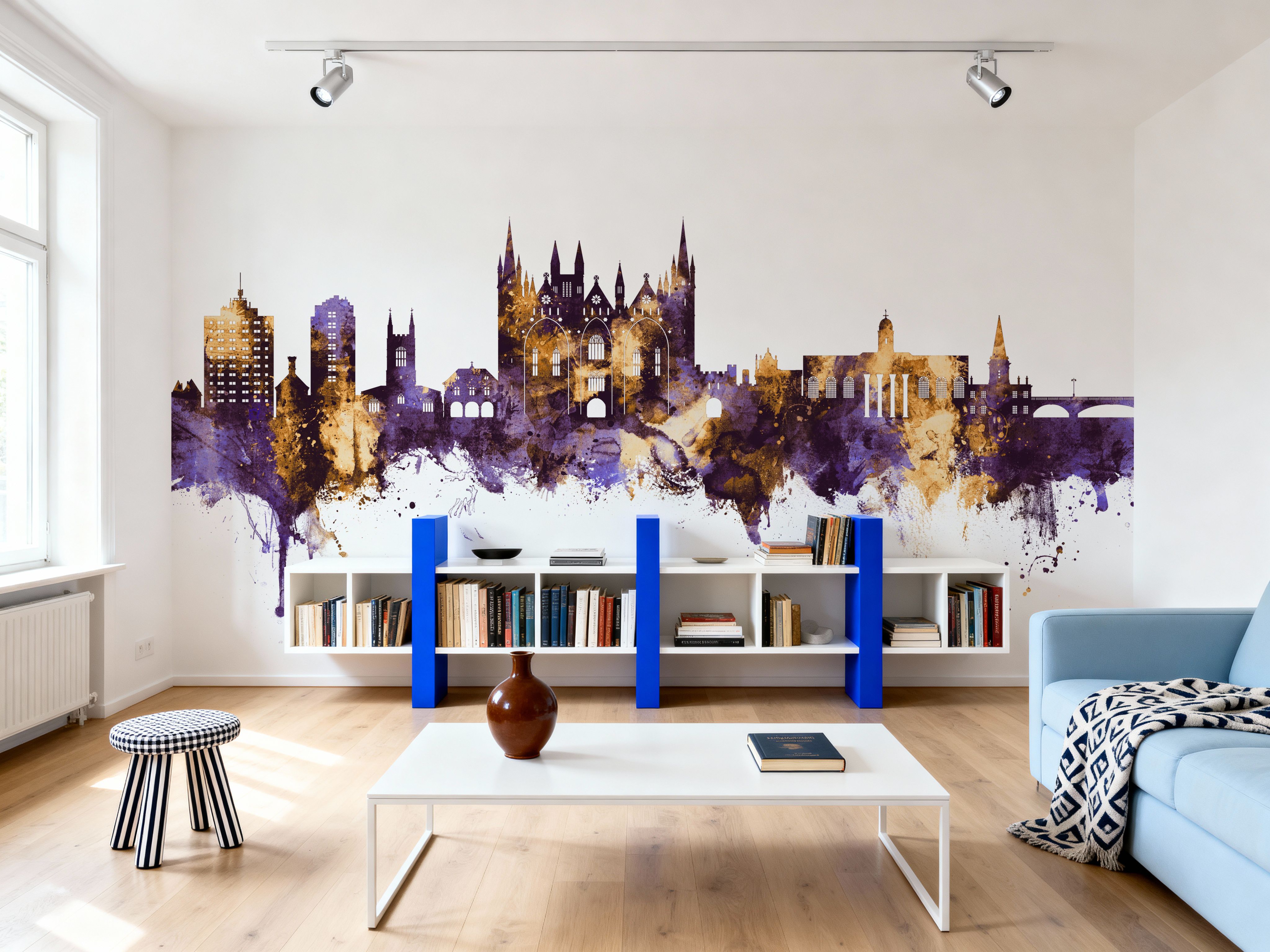 Peterborough England Skyline Purple & Gold