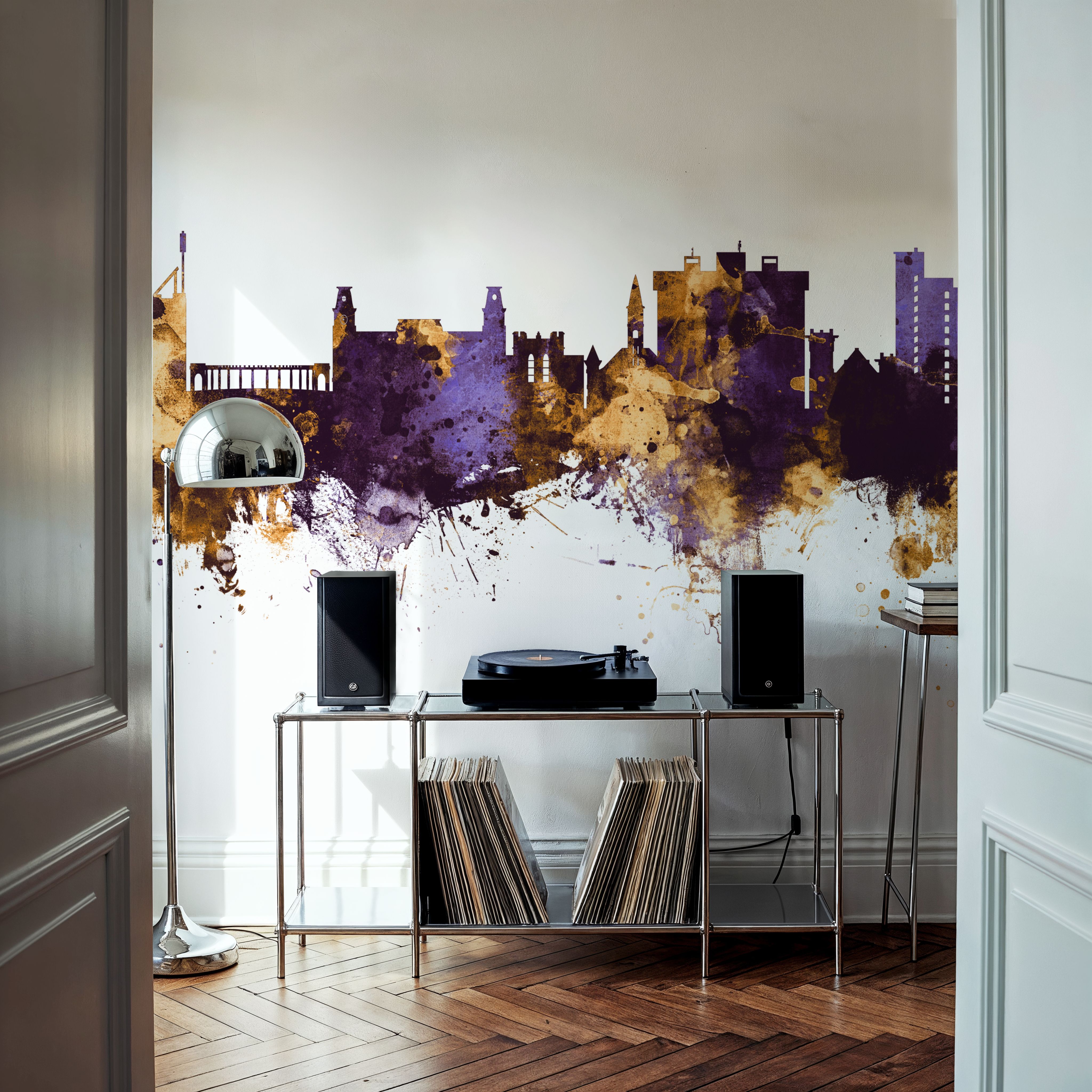 Fayetteville Arkansas Skyline Purple & Gold