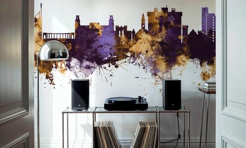 Fayetteville Arkansas Skyline Purple & Gold