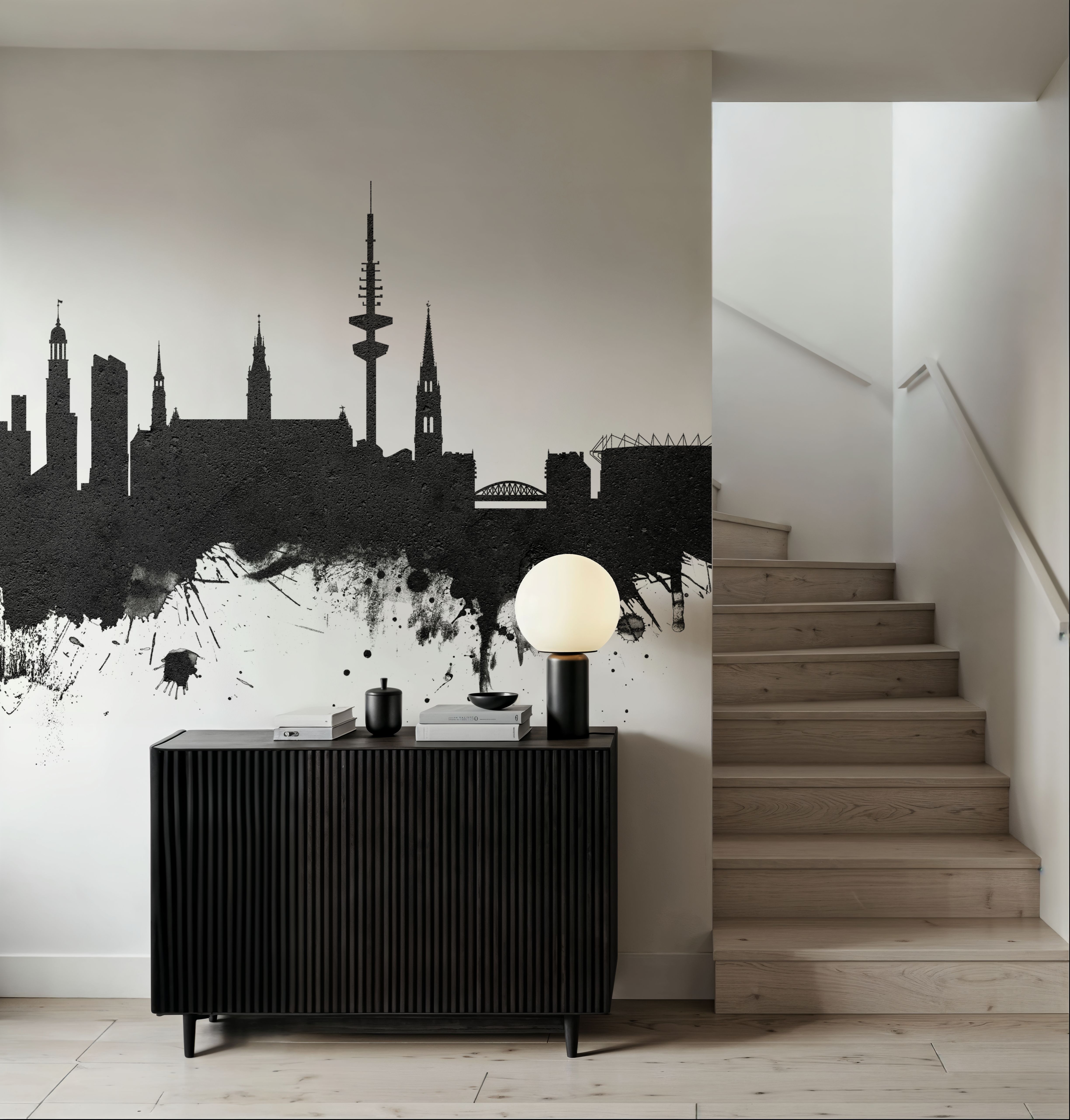 Hamburg Germany Skyline Black & White