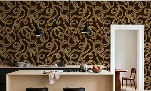 Swirl, Yellow on Brown