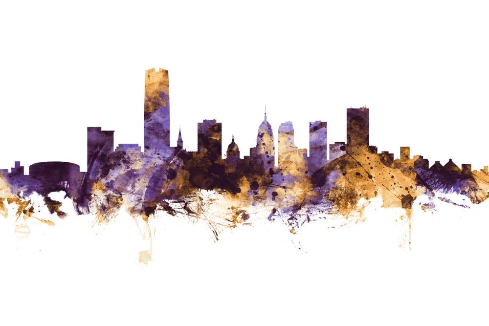 Oklahoma City Skyline Purple & Gold