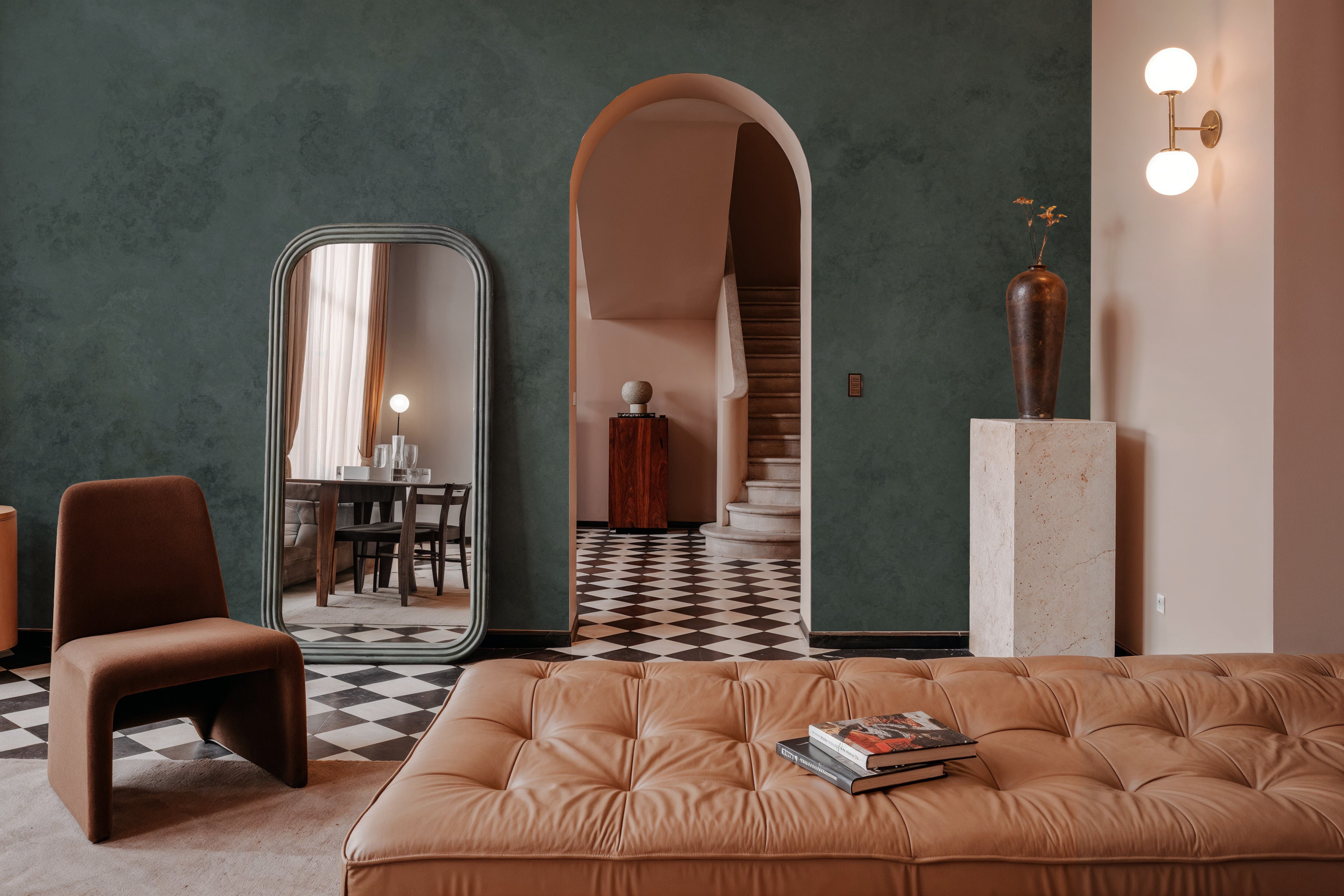 Subtle Plaster Wall, Forest Green