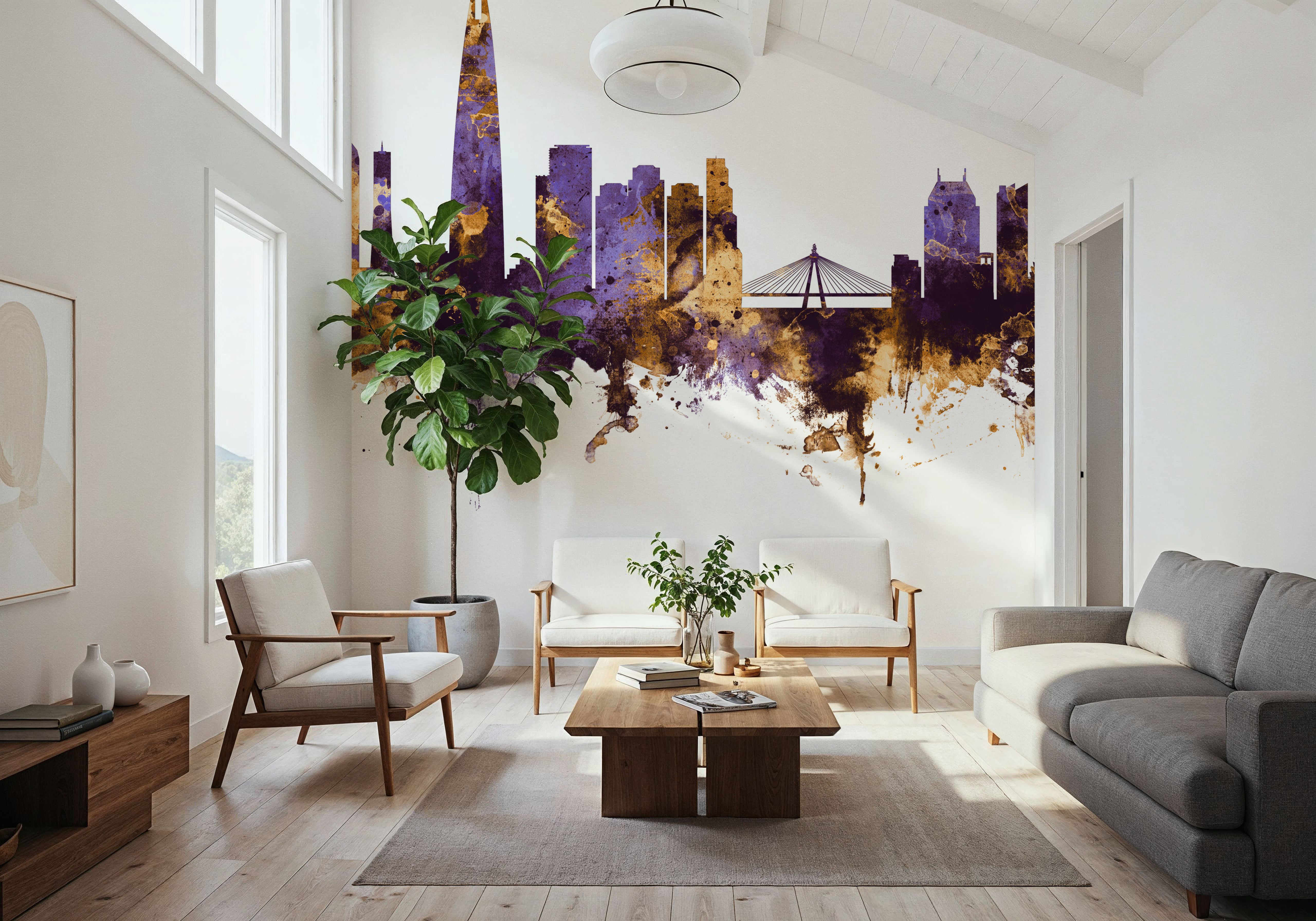 Seoul Skyline Purple & Gold