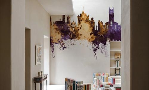 Huddersfield England Skyline Purple & Gold