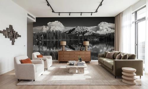 Cascade Mountain Reflection BW