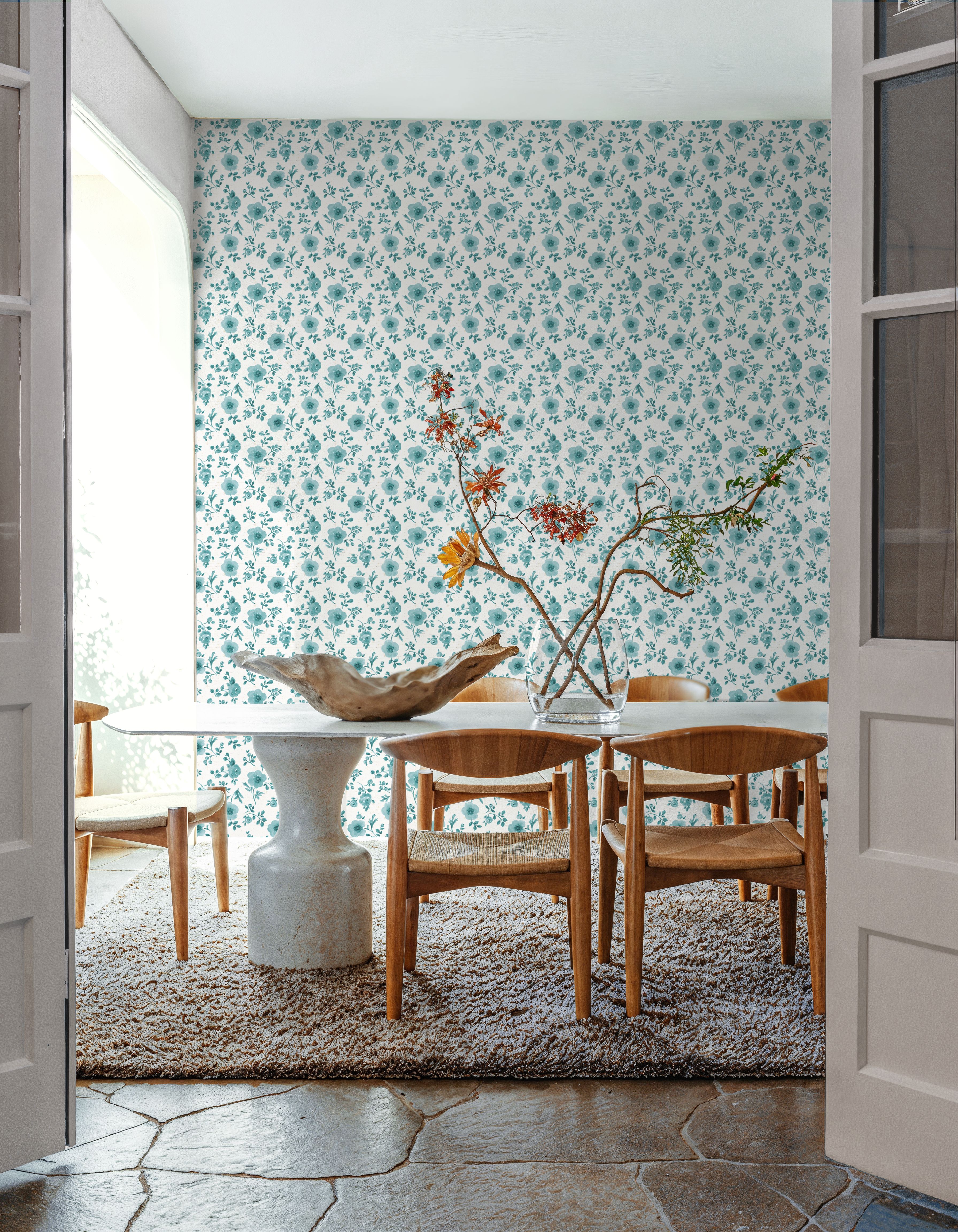 Country Flowery Turqouise Inverse