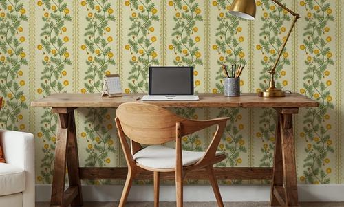 Marigold Stripes, Orange on Cream