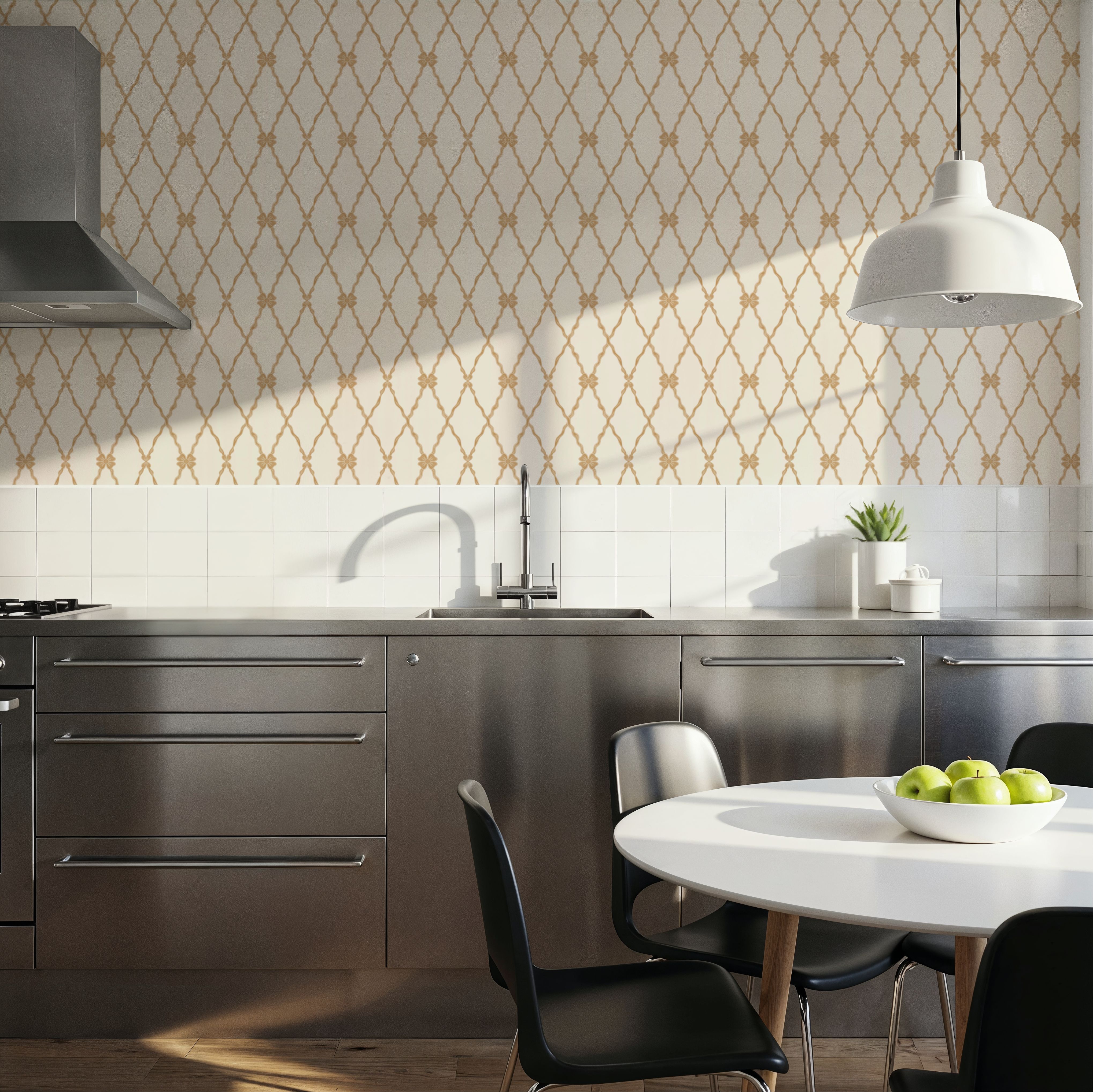 French Country Style Argyle, Beige, Papel de parede