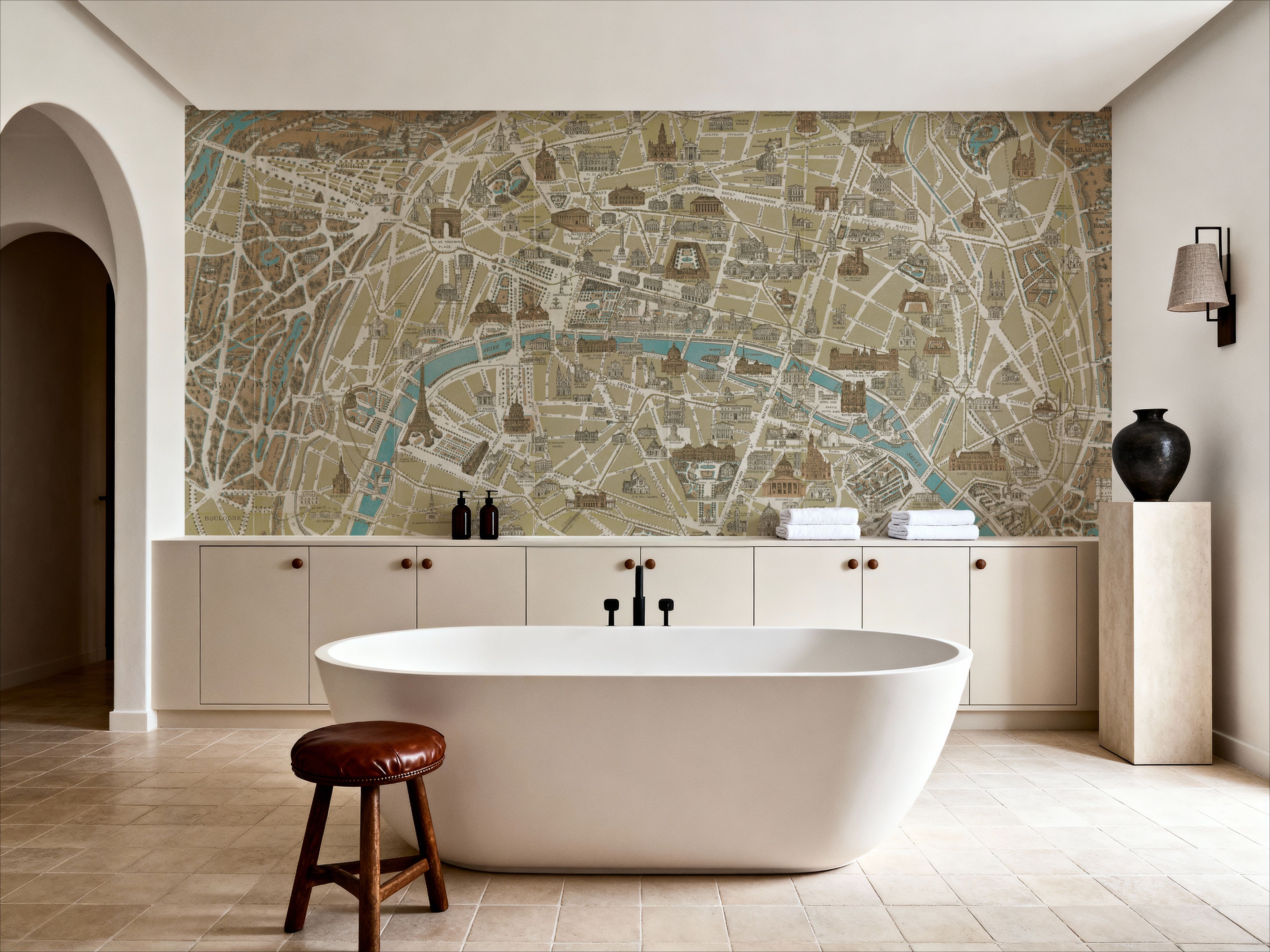 Monuments of Paris Map Blue