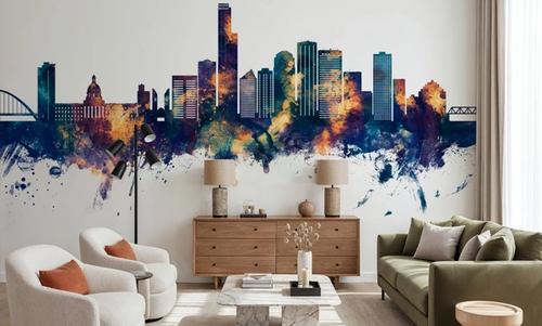 Edmonton Canada Skyline Blue & Bronze