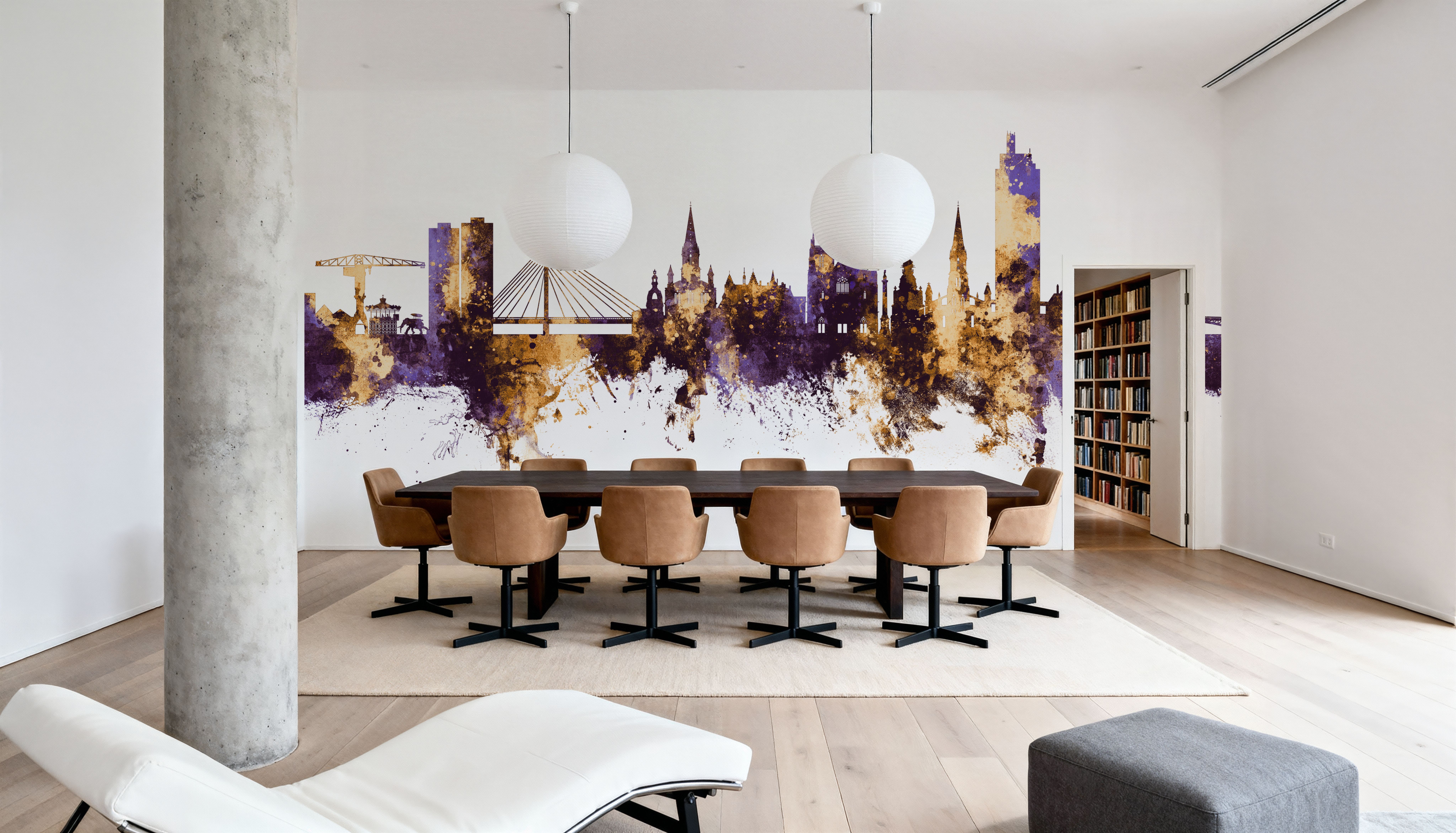 Nantes France Skyline Purple & Gold