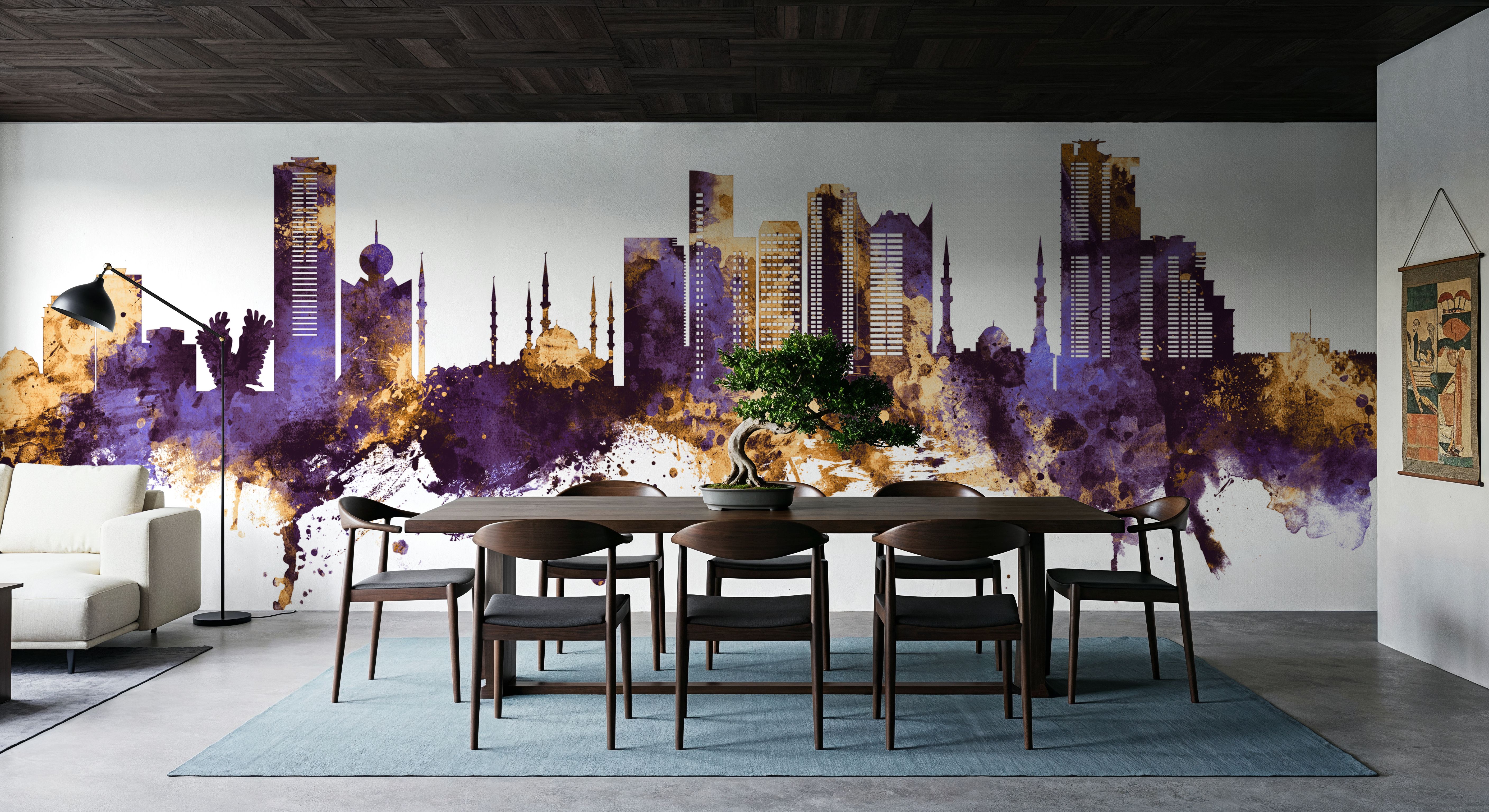 Fujairah Skyline Purple & Gold