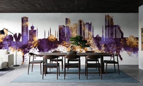 Fujairah Skyline Purple & Gold