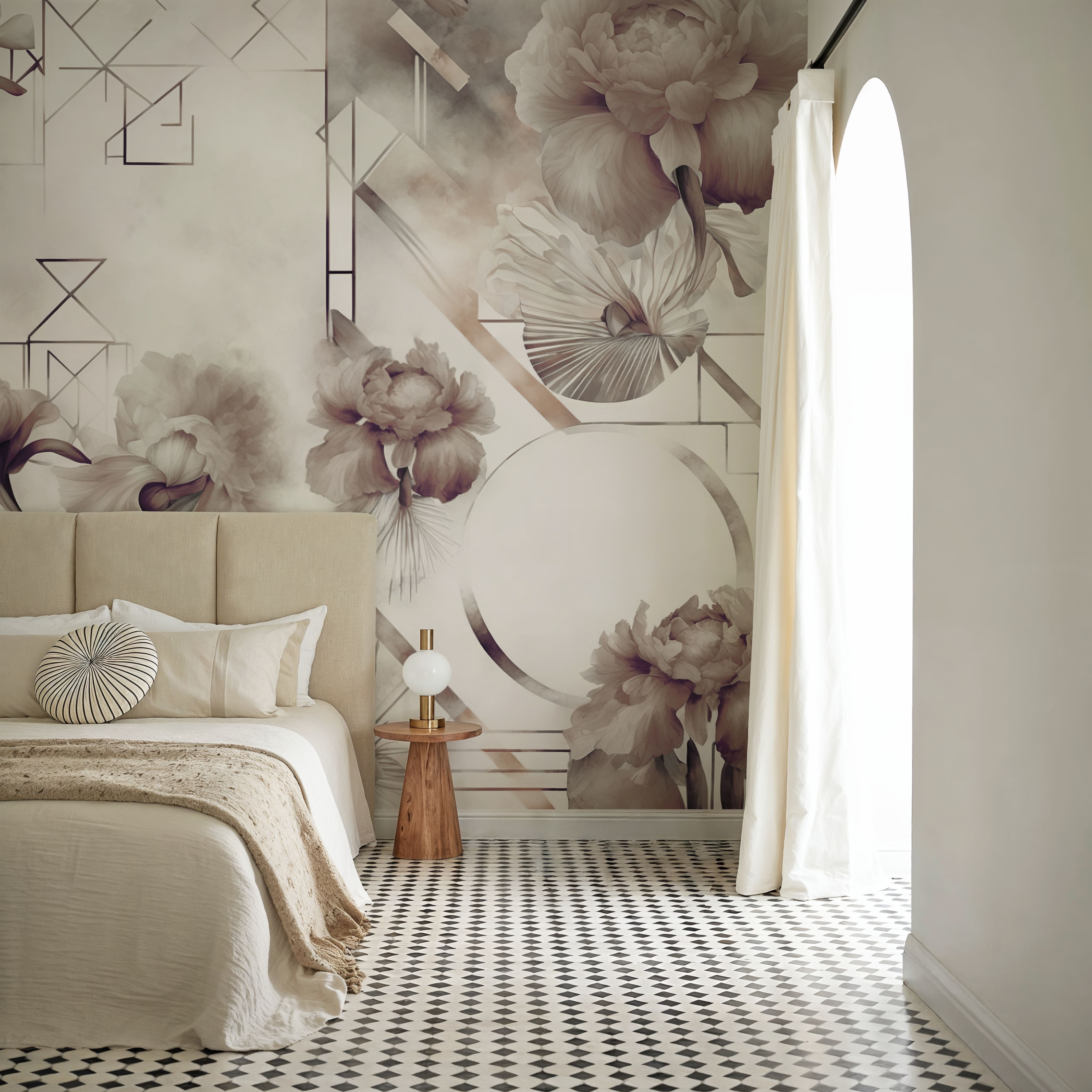 Watercolor Geometry Brown
