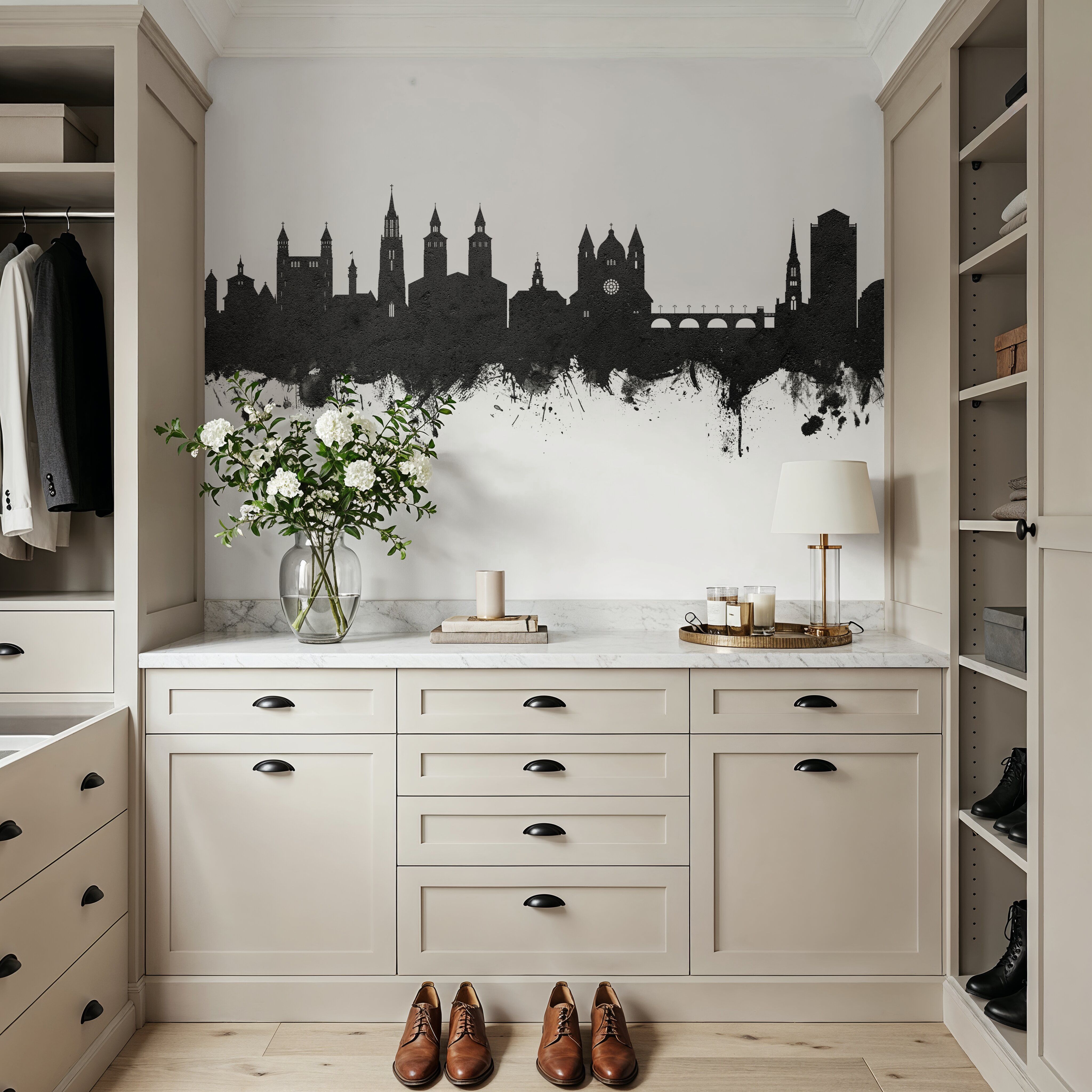 Maastricht The Netherlands Skyline Black & White