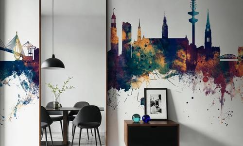 Hamburg Germany Skyline Blue & Bronze