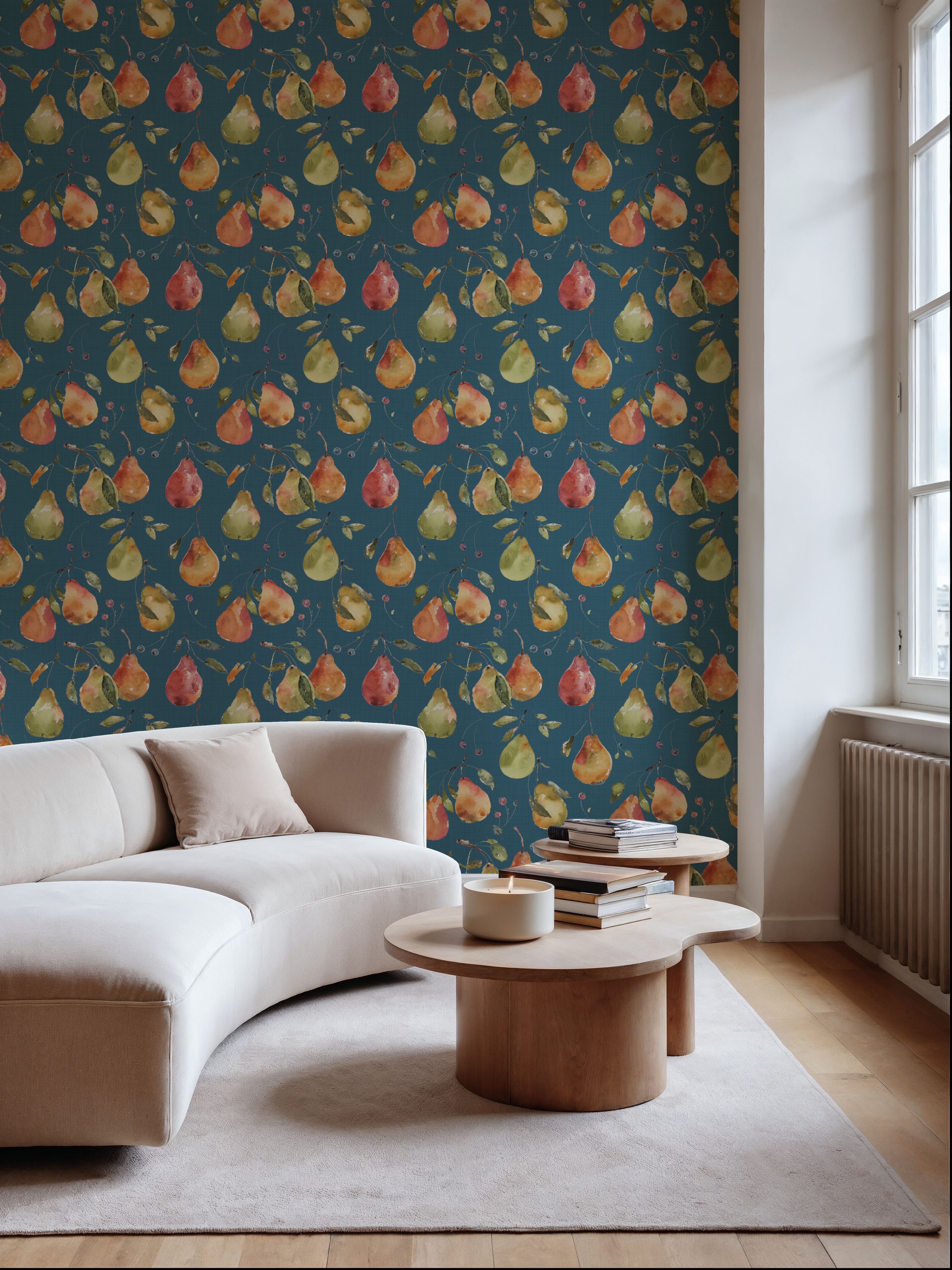 Time to Share Pears Blue, Wallpaper