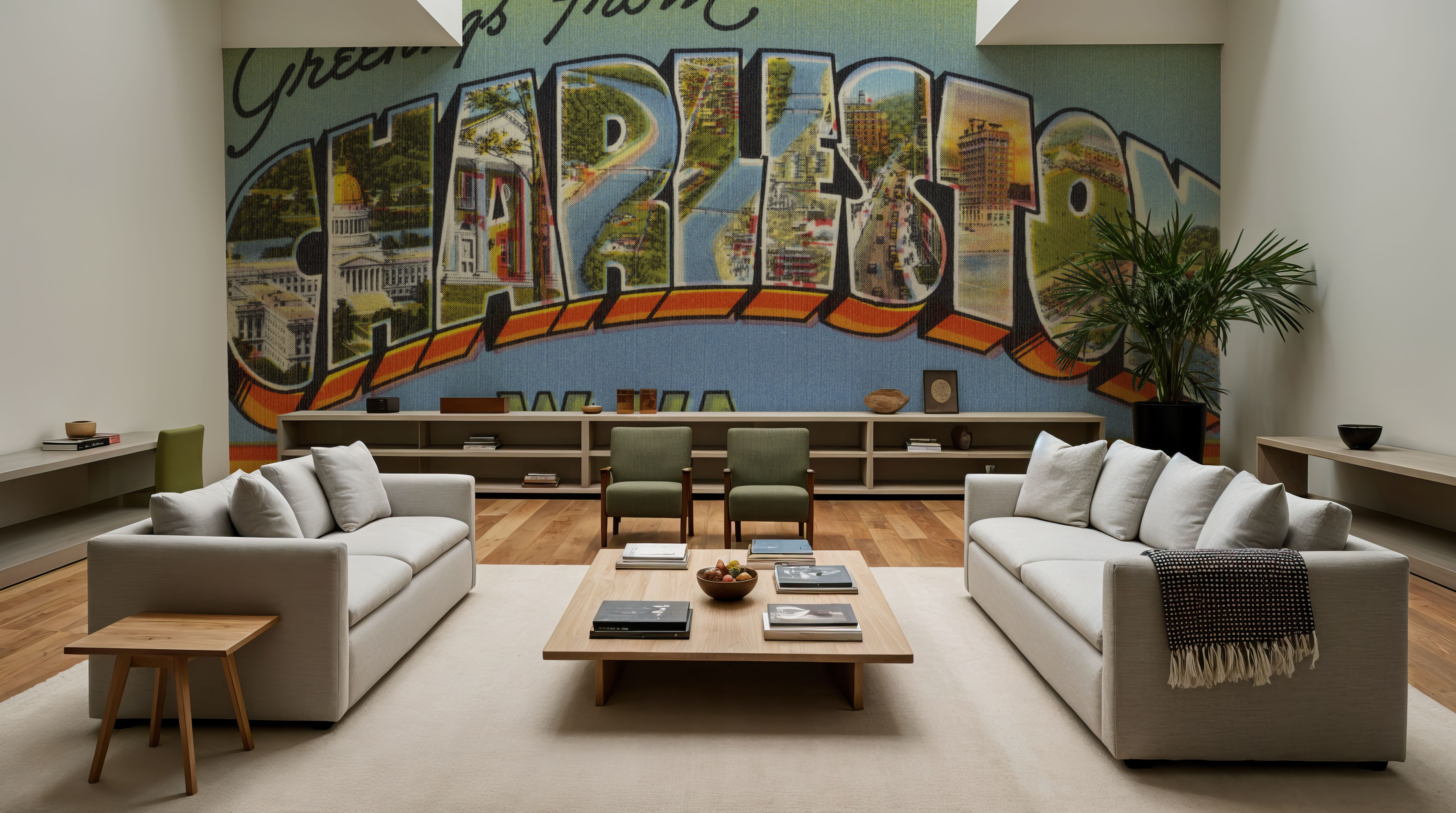 Greetings from Charleston - Screenprint Postcard, Wallpaper