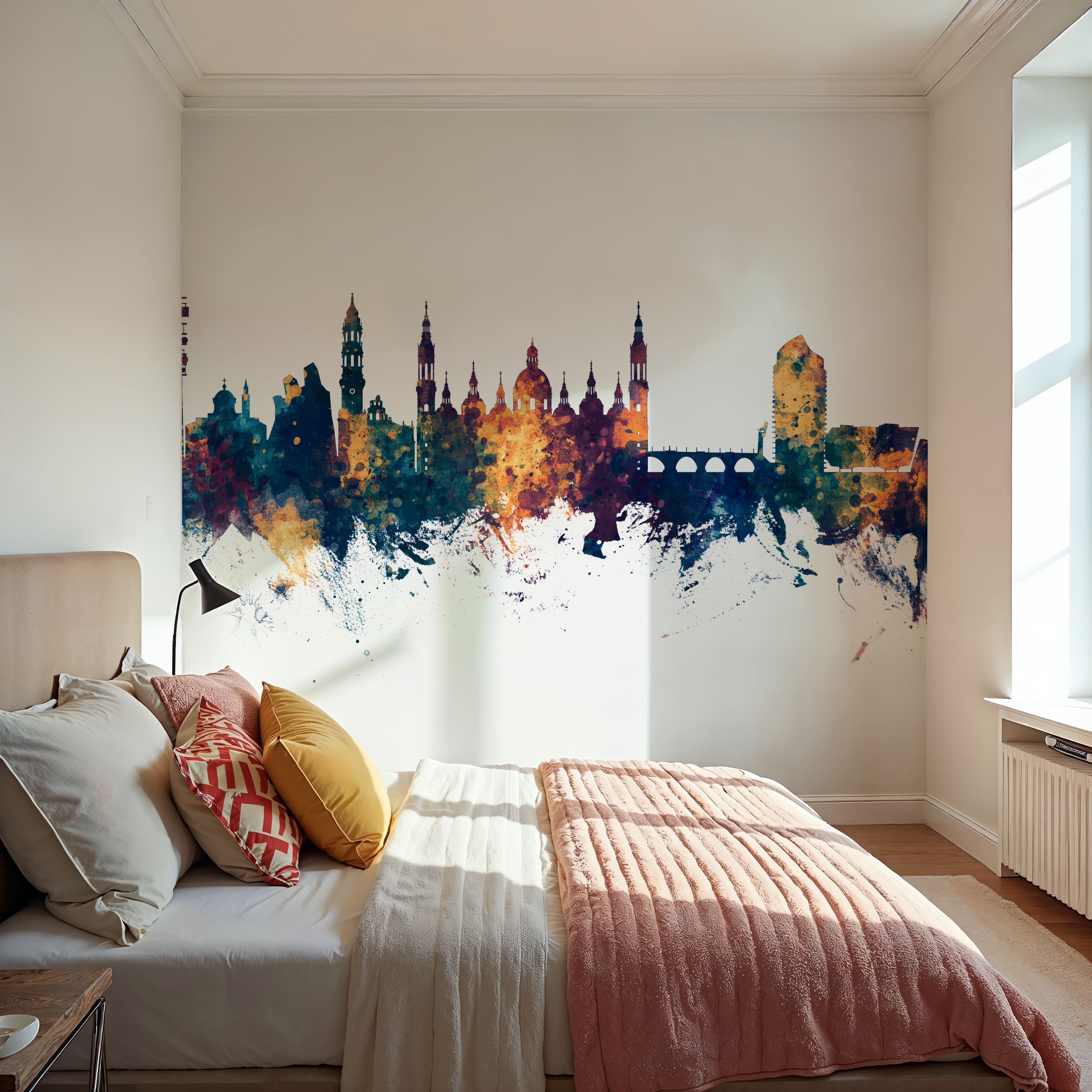 Zaragoza Spain Skyline Blue & Bronze