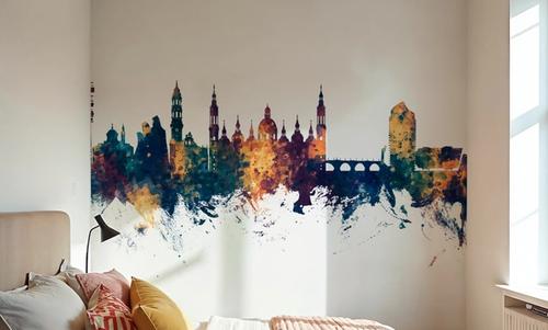 Zaragoza Spain Skyline Blue & Bronze