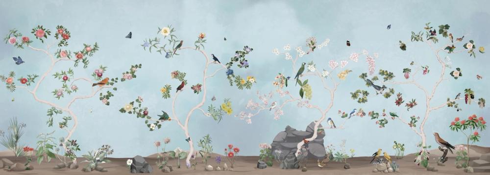 Birds in the Garden Blue