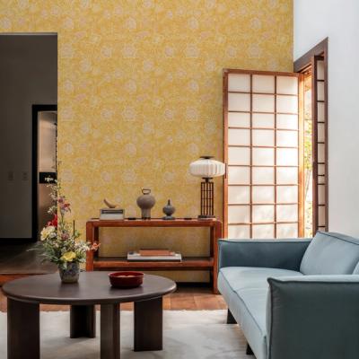 Kala Flowers White on Yellow