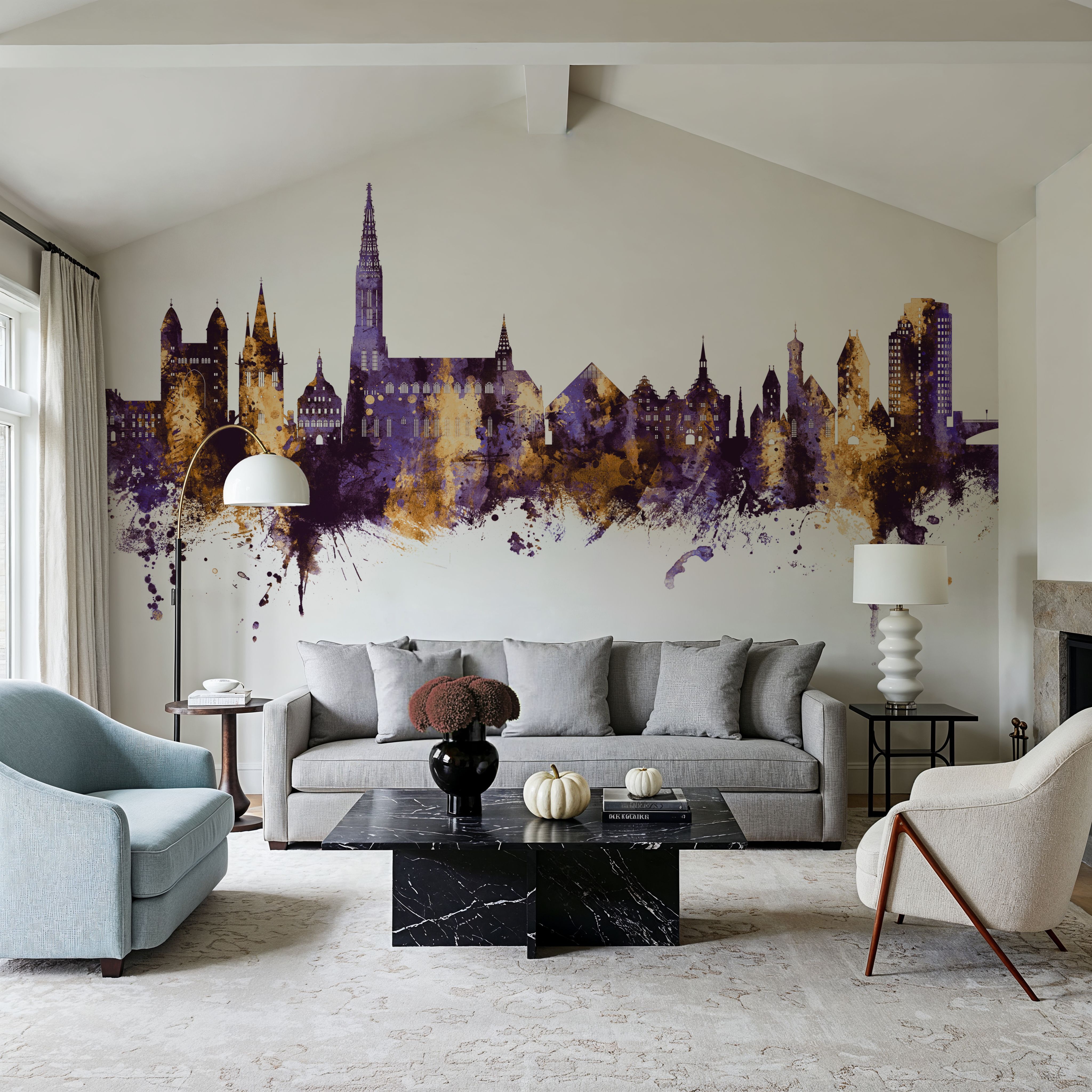 Ulm Germany Skyline Purple & Gold