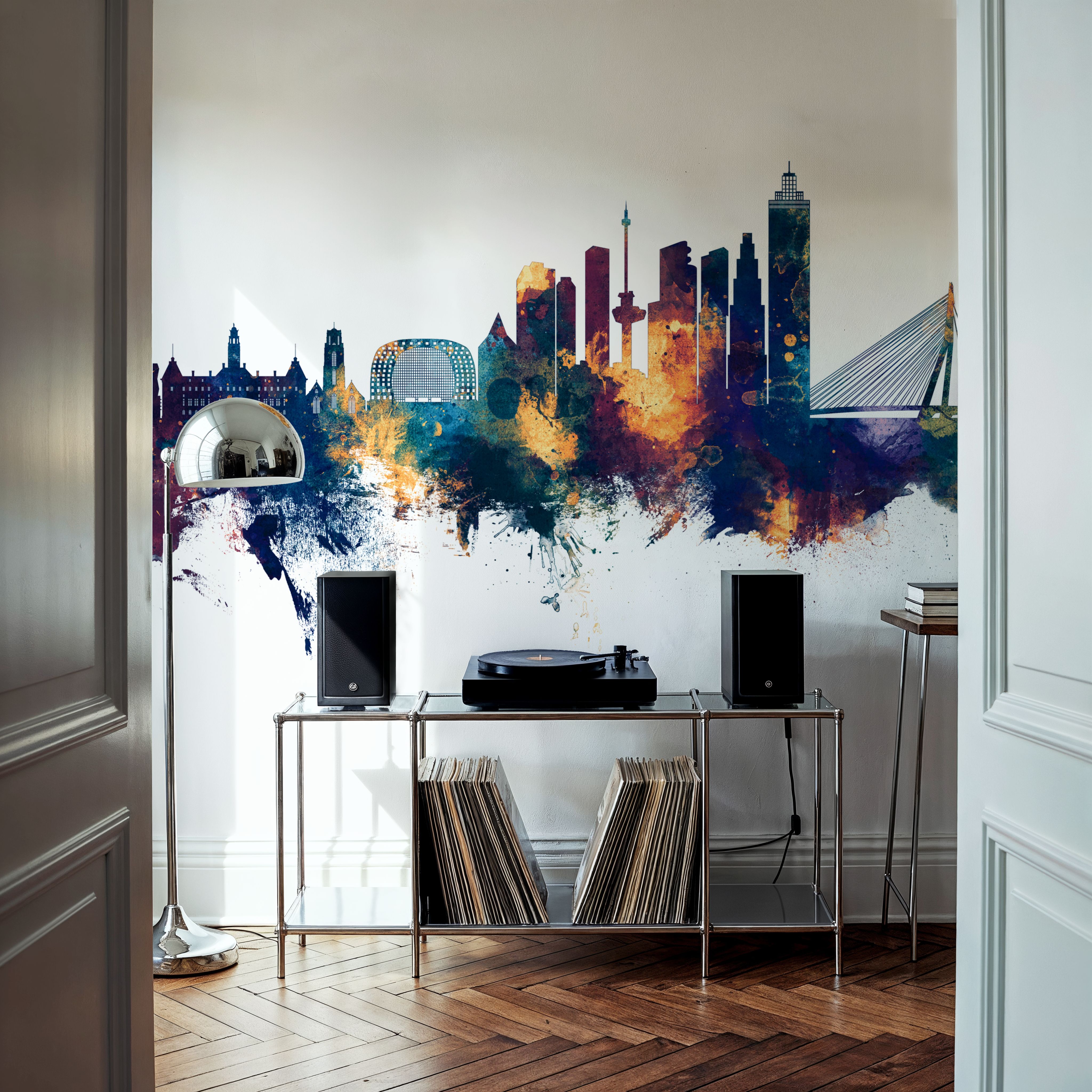 Rotterdam The Netherands Skyline Blue & Bronze