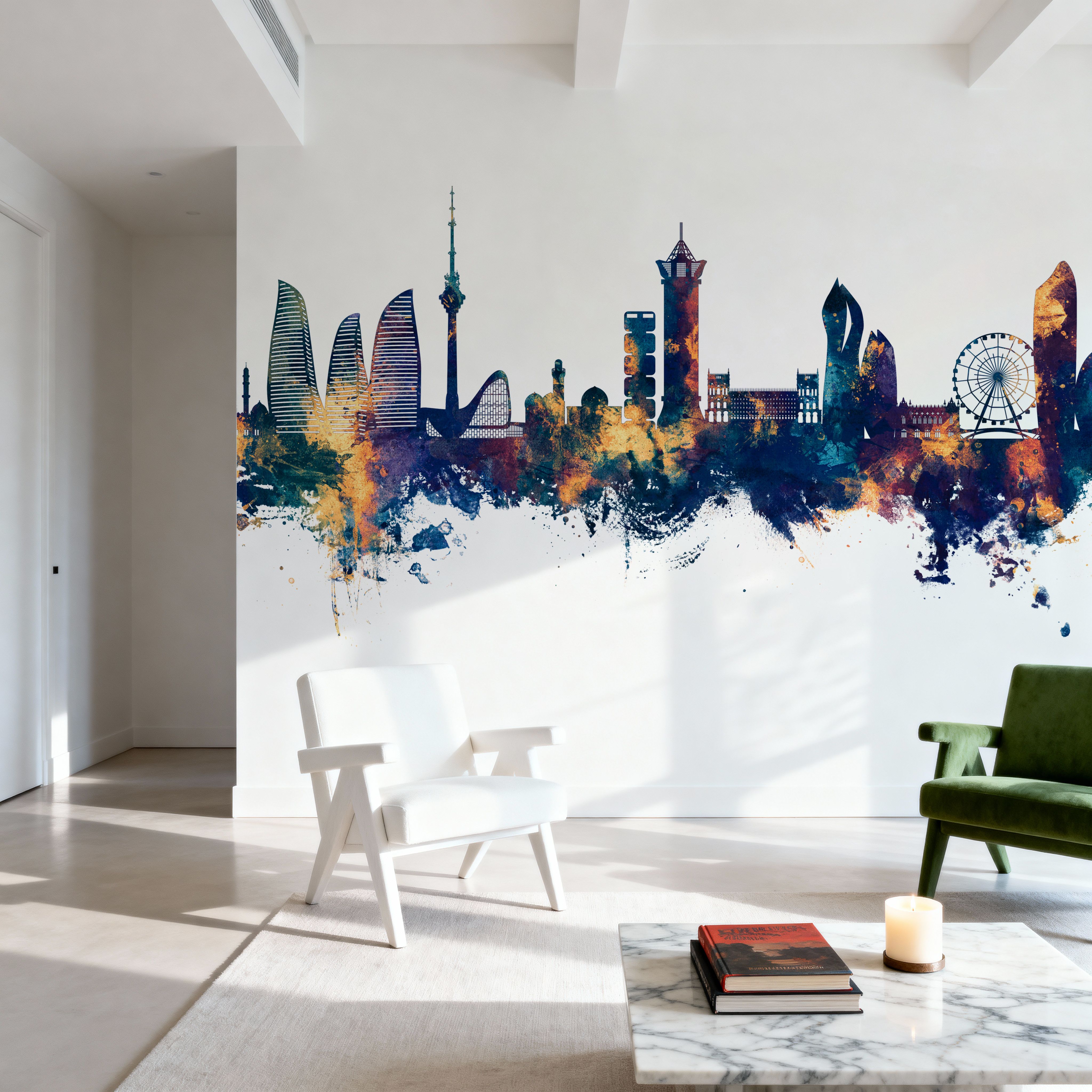 Baku Skyline Blue & Bronze