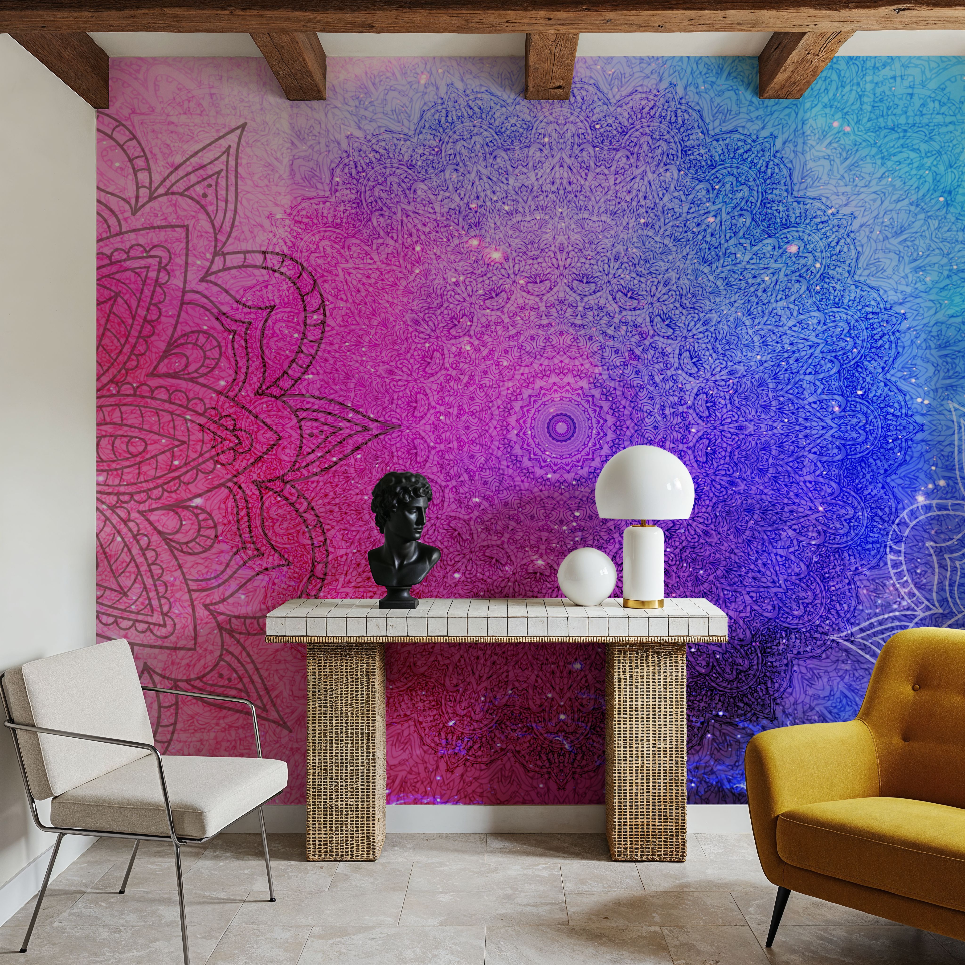 Mandala, Blue & Pink