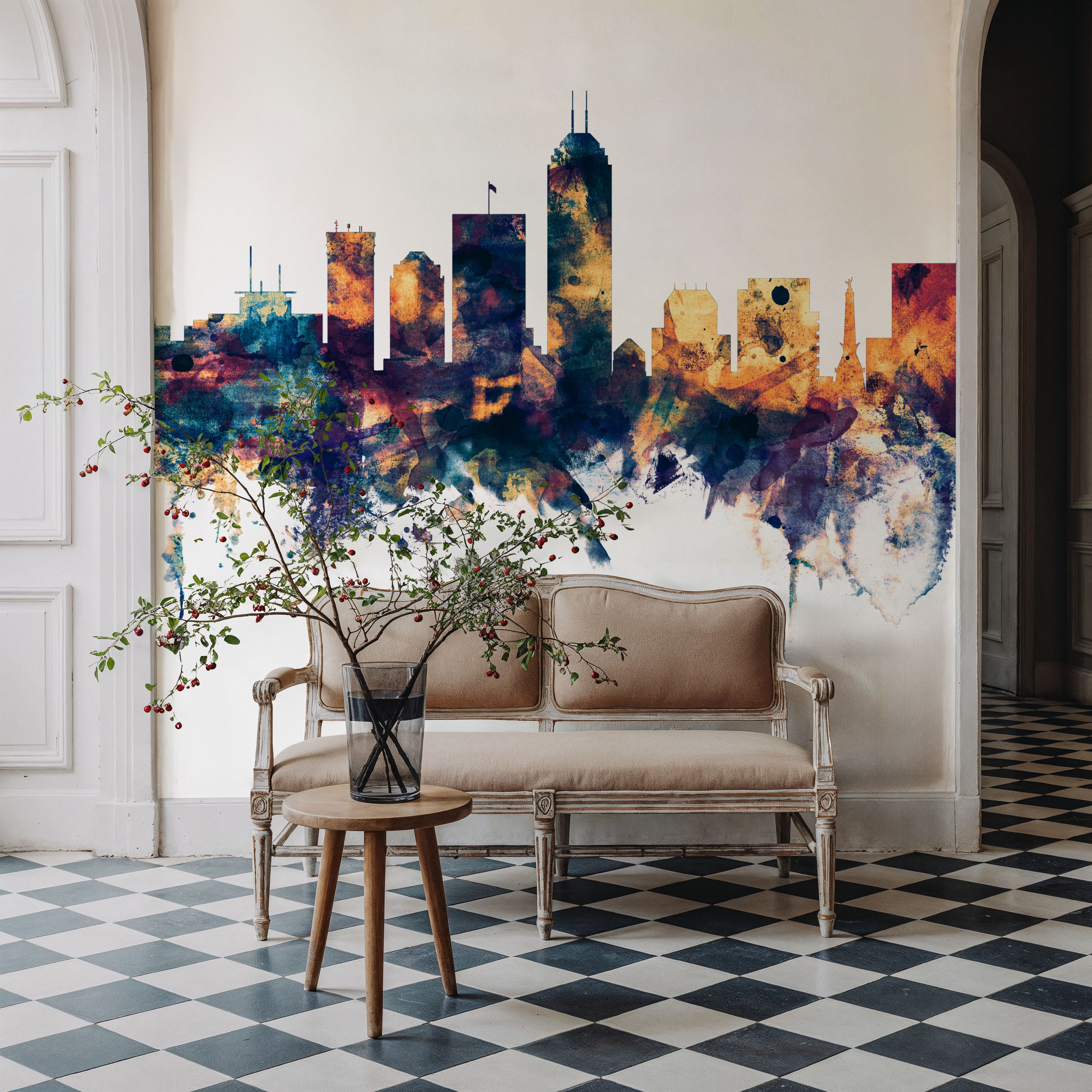 Indianapolis Indiana Skyline Blue & Bronze