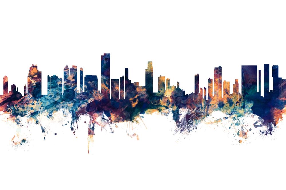 Honolulu Hawaii Skyline Blue & Bronze