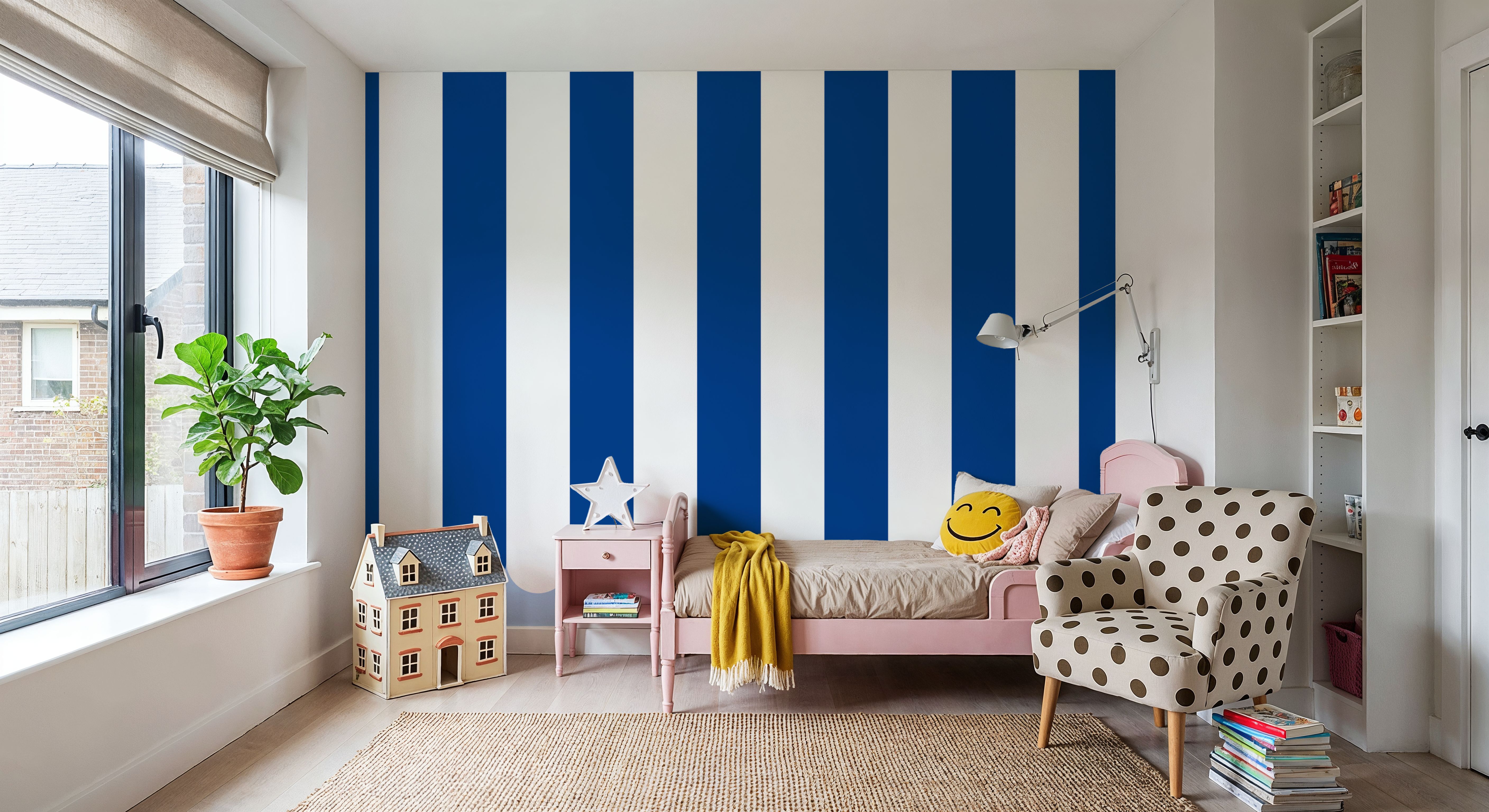Scalloped Circus Stripes, Blueberry