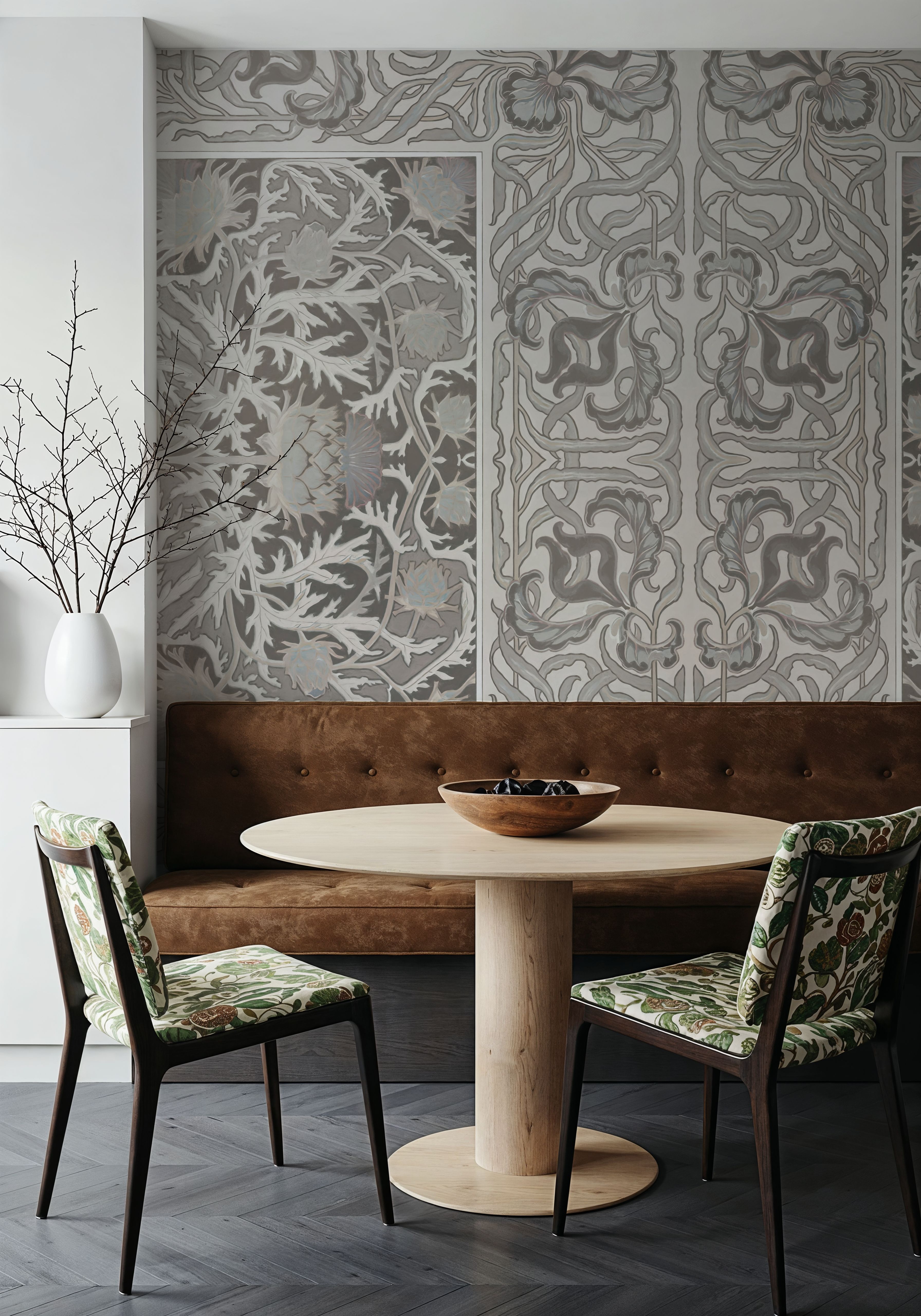 Iris & Thistle Ornament, Gray