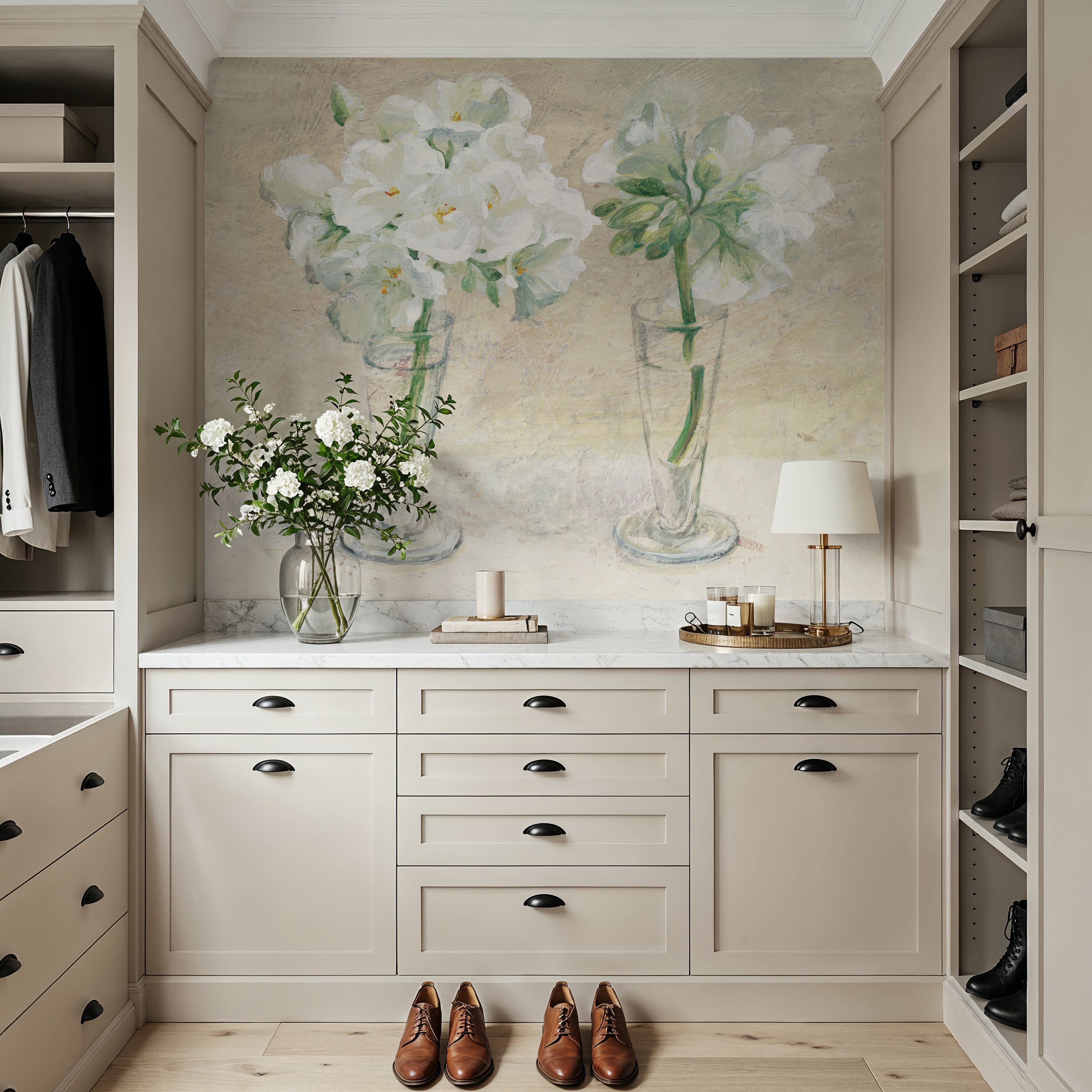 Geraniums in Glasses I Neutral