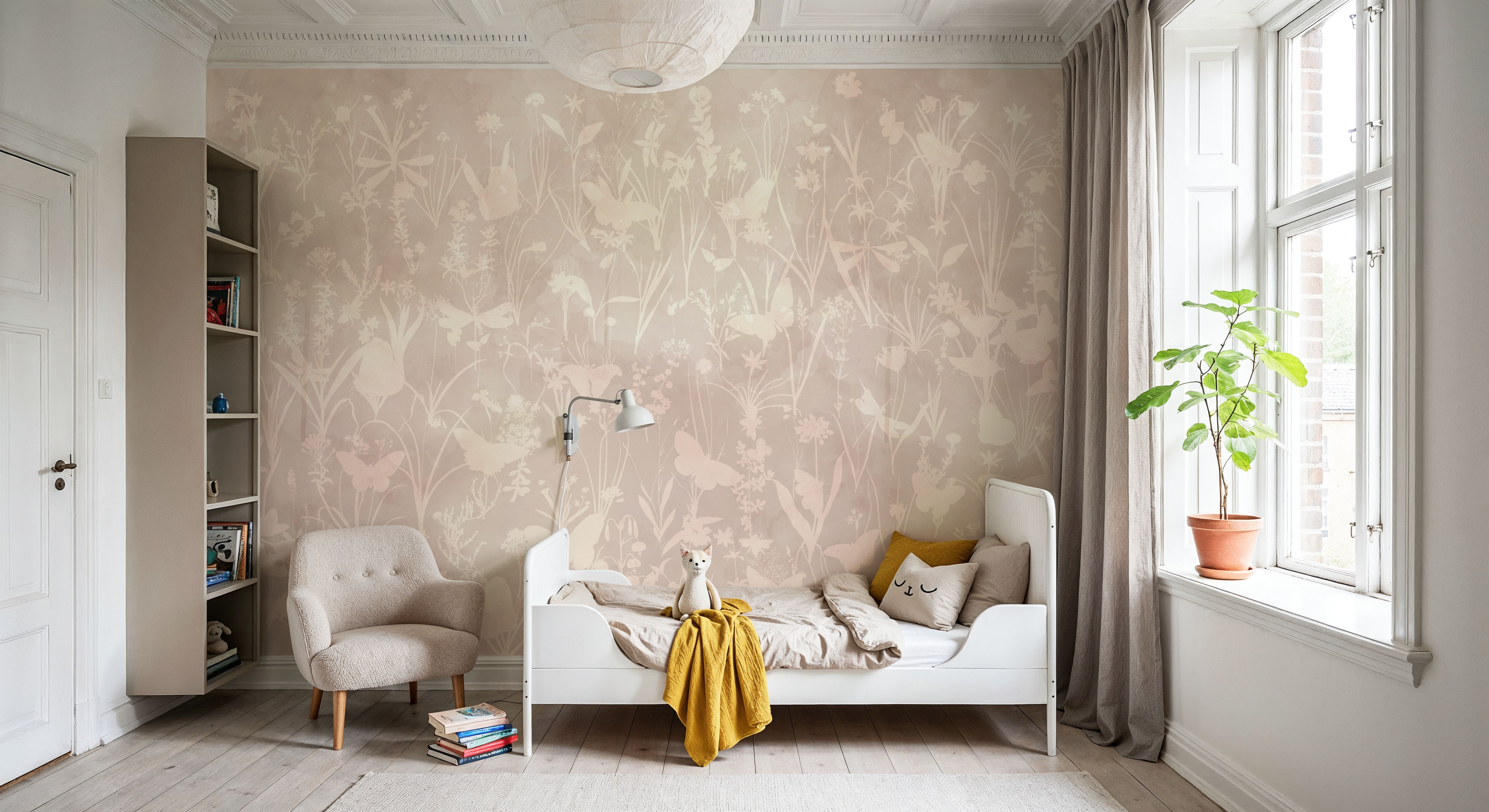 Herbals and Butterflies Double Silhouette Light Brown