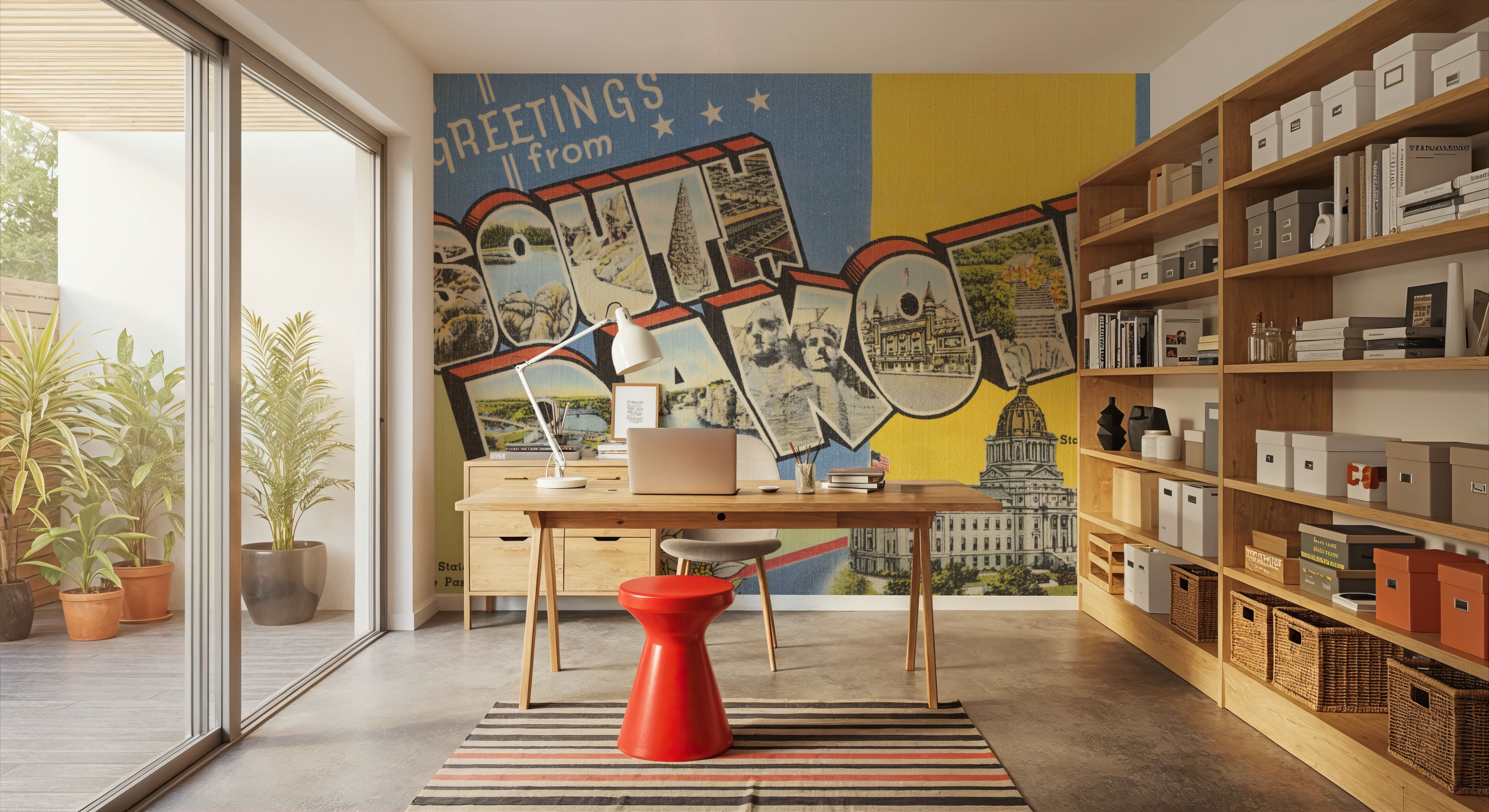 Greetings from South Dakota - Screenprint Postcard, Wallpaper