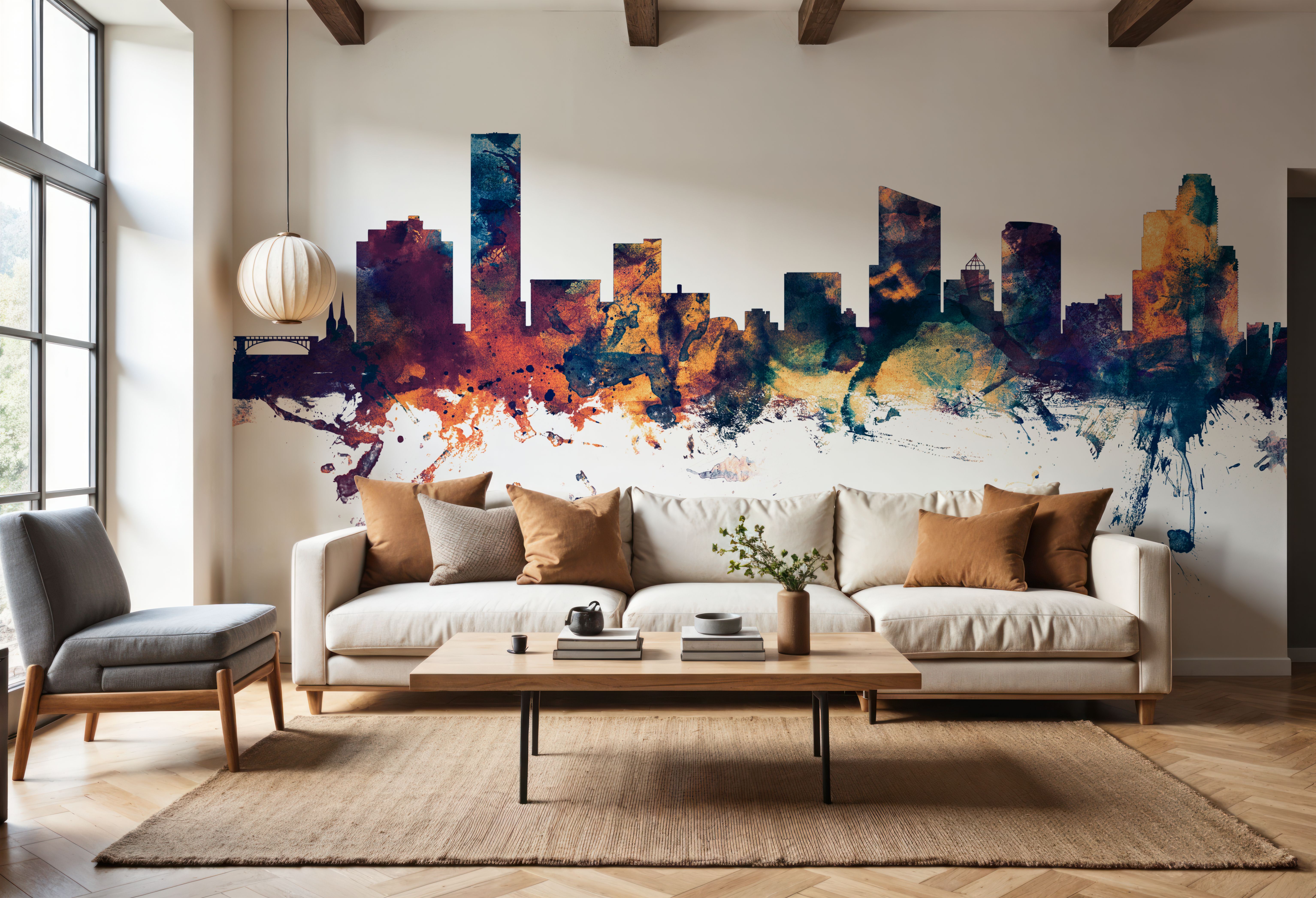 Grand Rapids Michigan Skyline Blue & Bronze