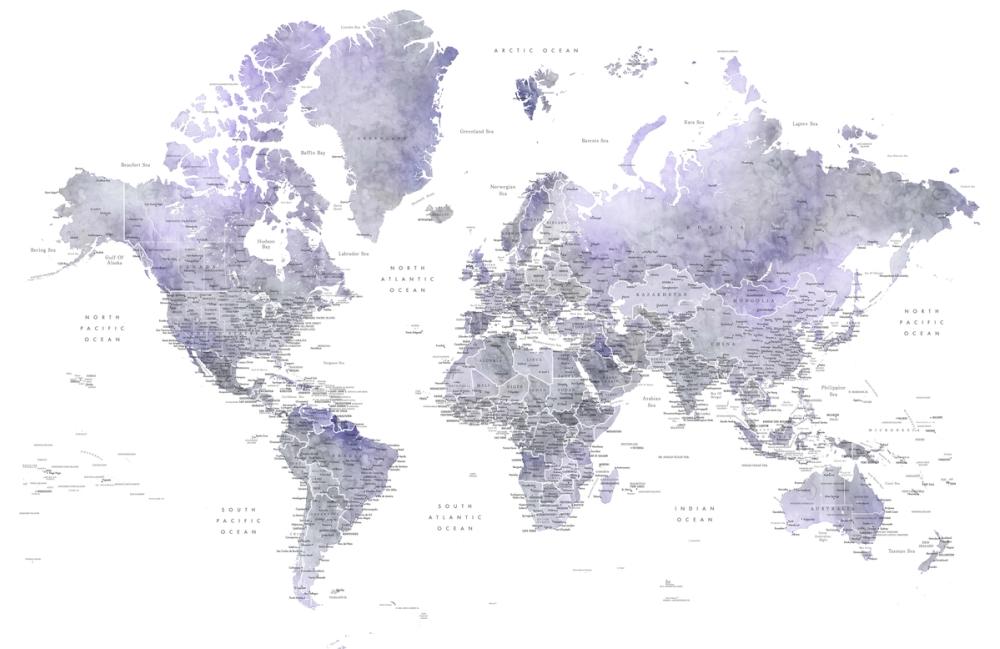 World Map Cities - Lilas