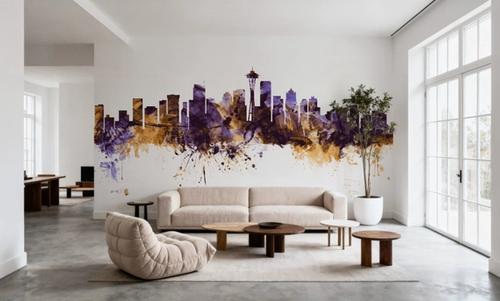 Seattle Skyline Purple & Gold