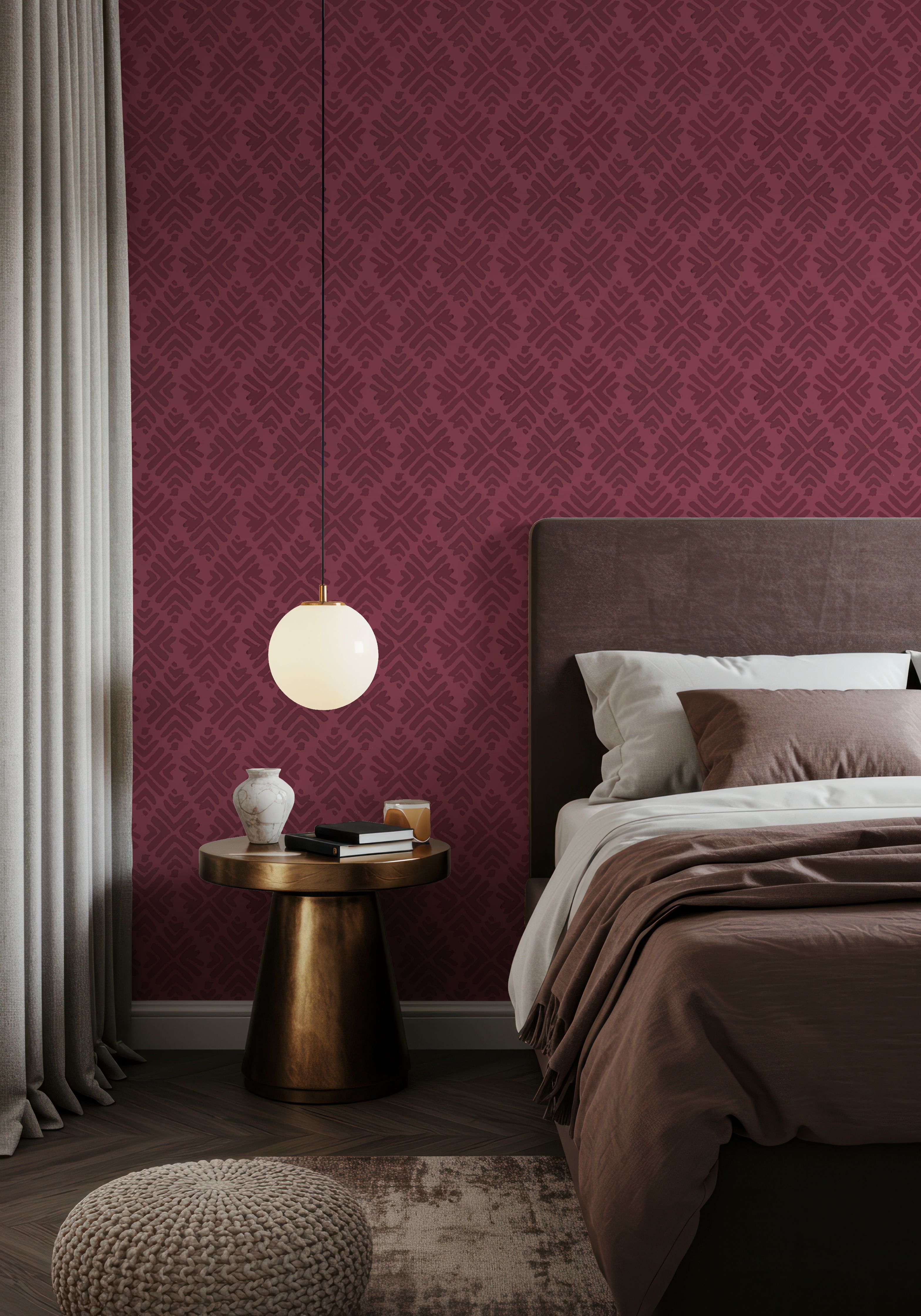 Bohemian Leaves Burgundy