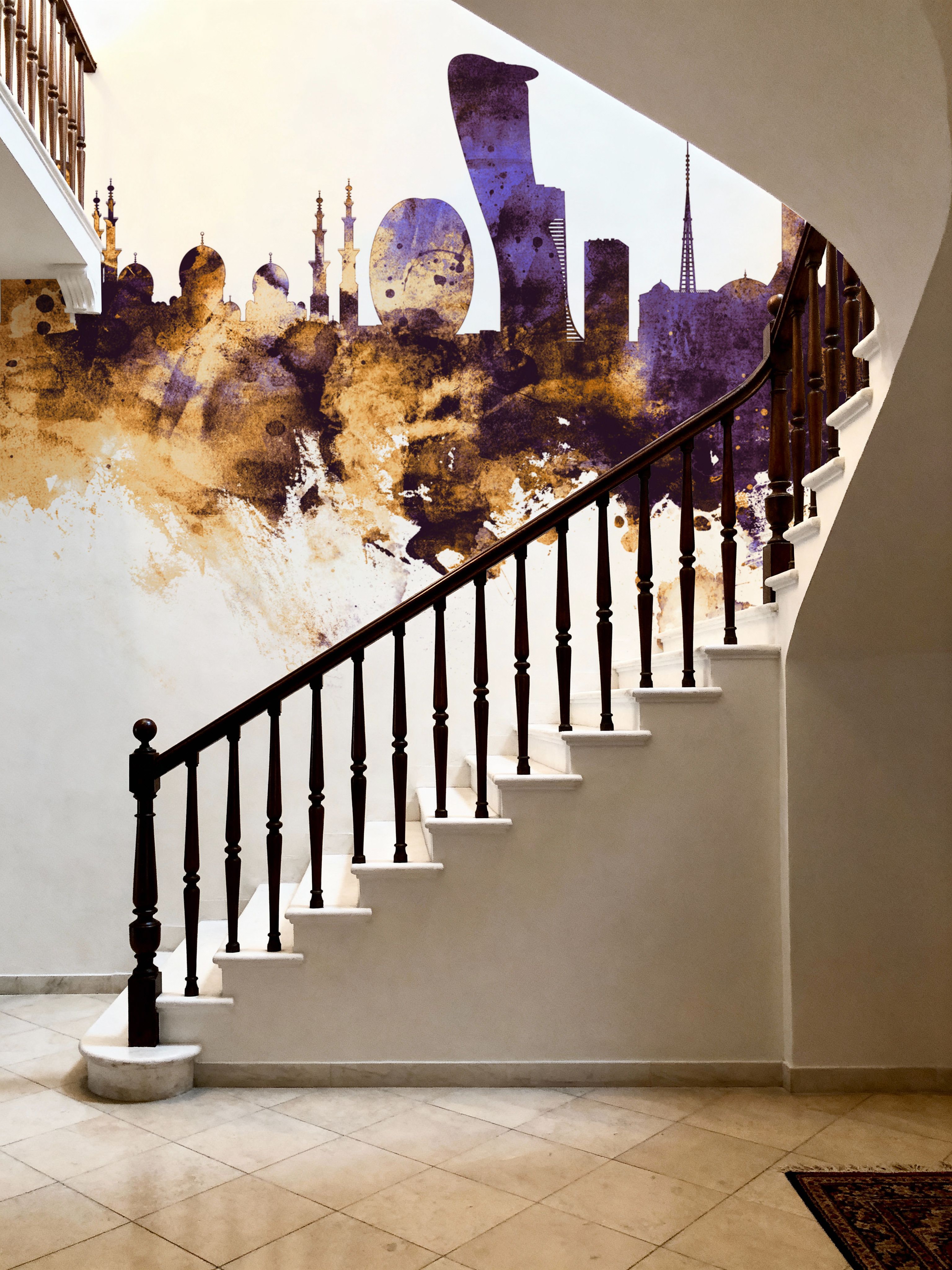 Abu Dhabi Skyline Purple & Gold